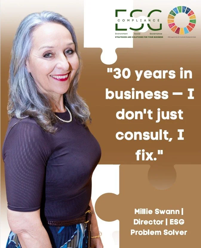 30 years in business has taught Millie this &mdash; most directors don&rsquo;t need more complexity. 

They need clear answers and real outcomes.

At Compliance ESG, Millie works directly with directors to simplify the noise and navigate regulation, 