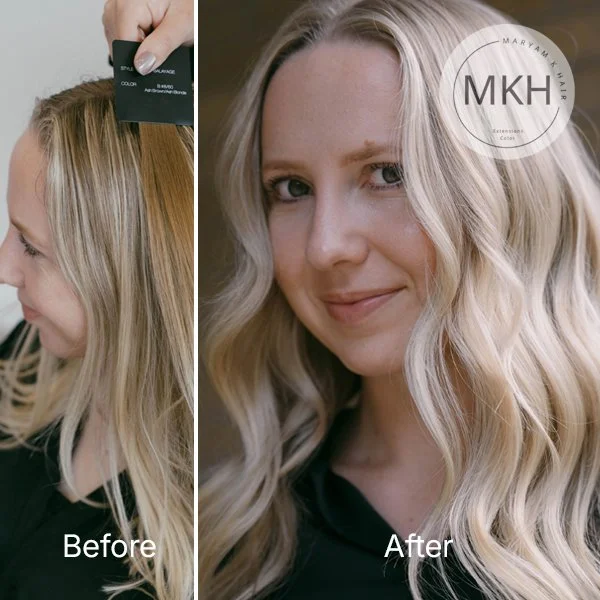 Blonde hair extensions