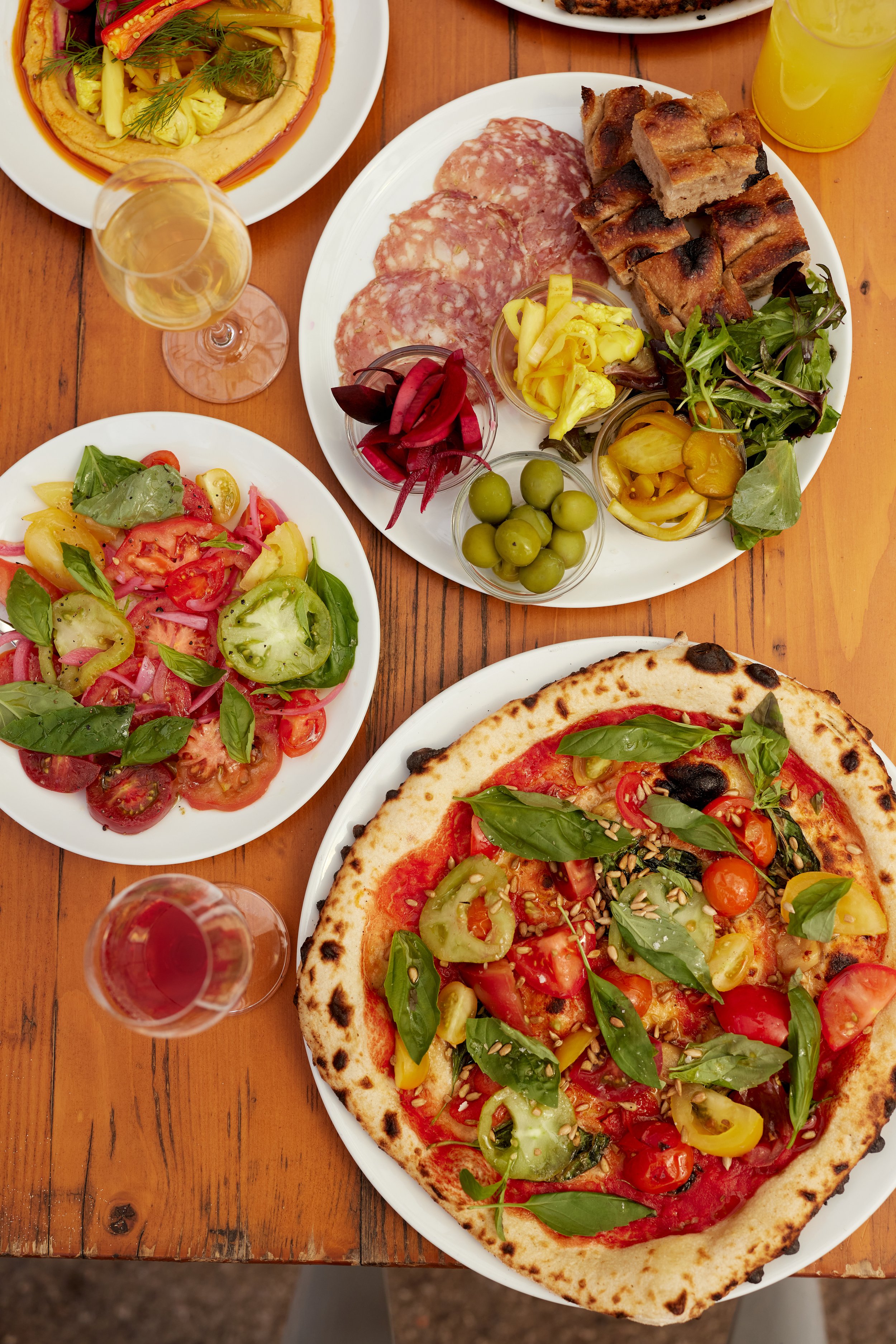 Gluten free pizza and charcuterie board in frome