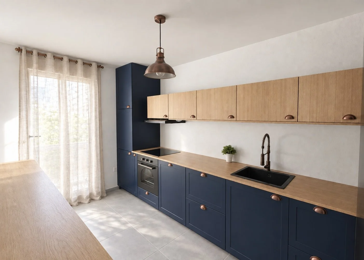 Cuisine bleu bois architecte lyon Passerelle.jpg