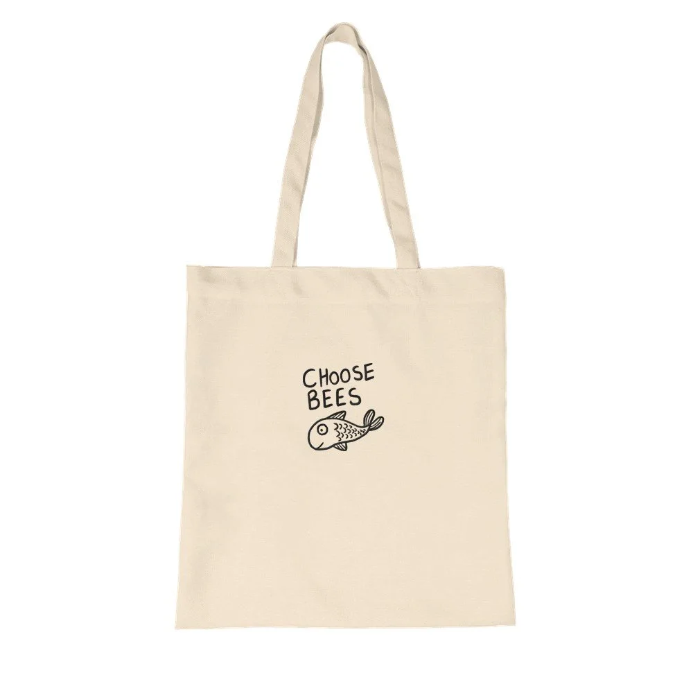 Organic Embroidered Tote Bag | "Choose Bees"