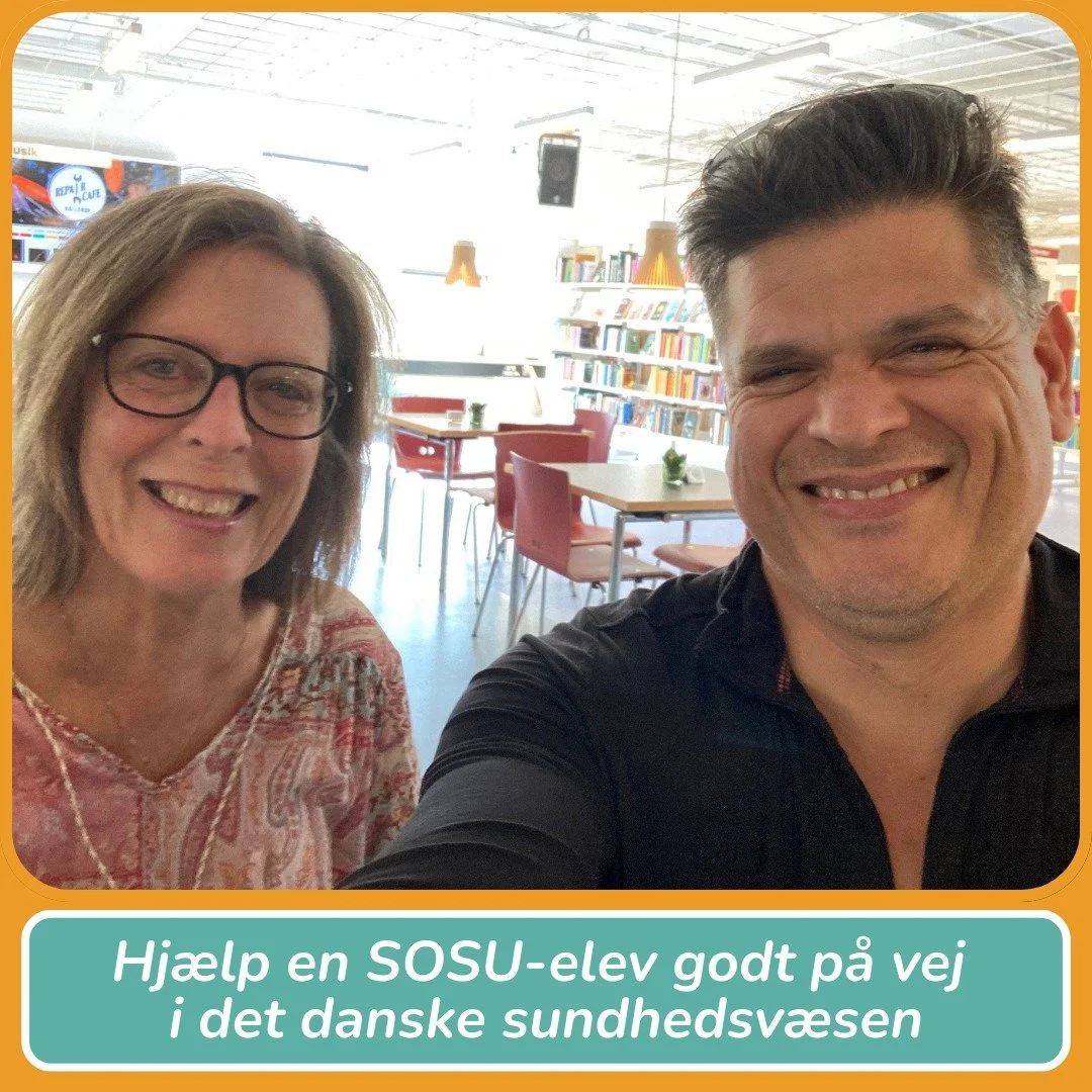 Birte og Isaac fra Ballerup har m&oslash;dtes siden januar 2025 og ses fast p&aring; biblioteket et par timer hver anden uge.

De deler en f&aelig;lles faglig interesse for omsorgsfaget, som fylder meget i deres samtaler.
Isaac er fra Frankrig, stude