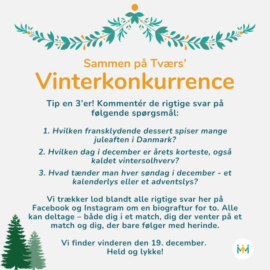 Sammen p&aring; Tv&aelig;rs' vinterkonkurrence ❄️

Vil du vinde 2 biografbilletter - som eventuelt kan bruges sammen med dit sernior- eller tilflyttermatch? S&aring; tip en 3'er med Sammen p&aring; Tv&aelig;rs

Komment&eacute;r de rigtige svar p&arin
