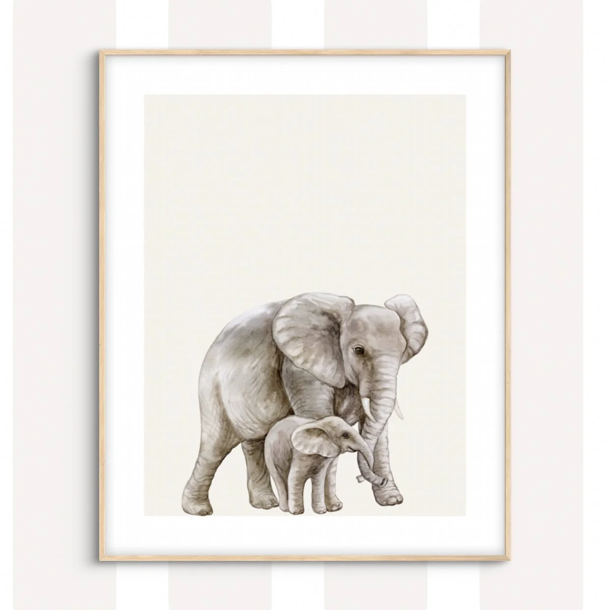 Mummy and Me Watercolour Elephant Print