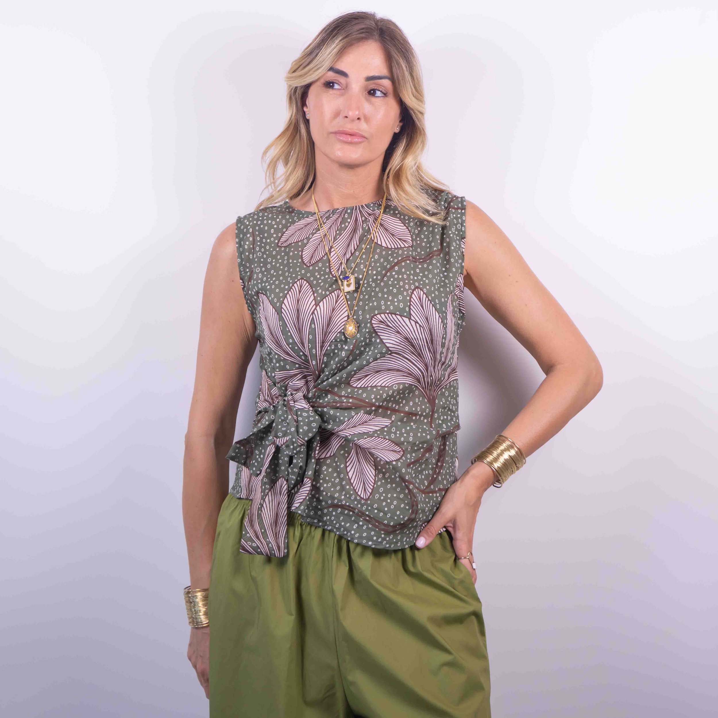 Top Fleur Wrap Verde -10%