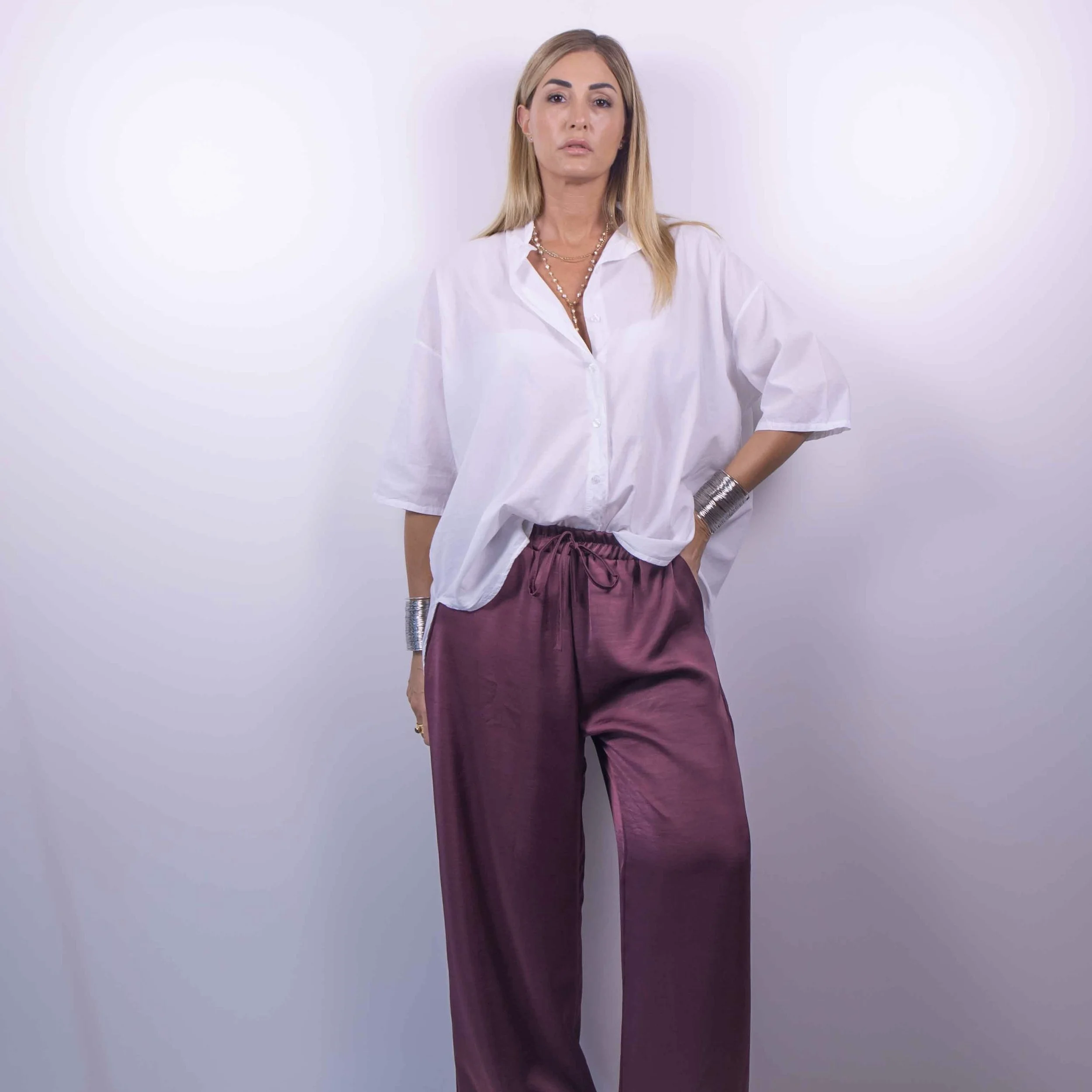 PANTALONE “MERLOT SATIN”
