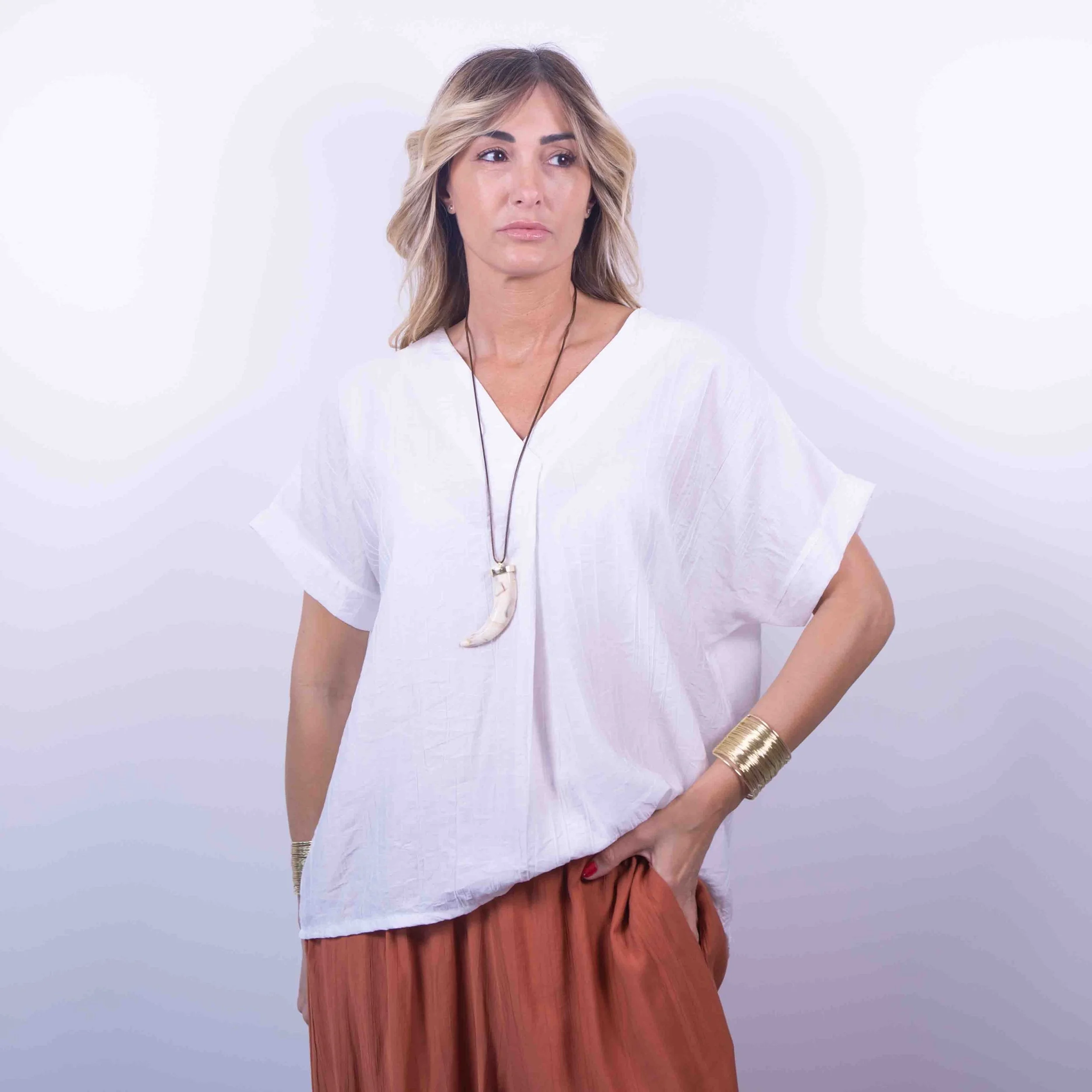 Blusa Flow in viscosa | Latte -10%