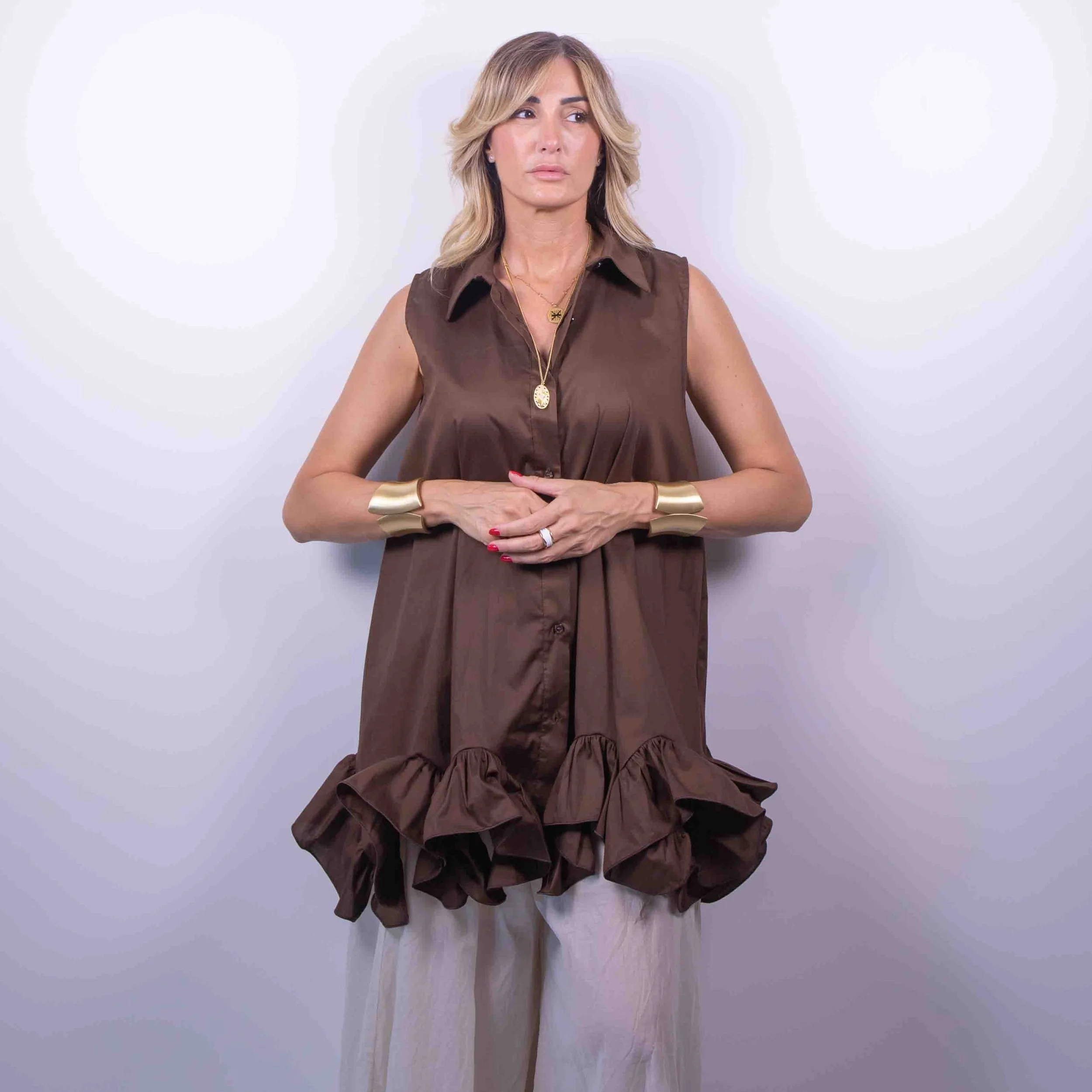 Camicia Volant Couture | cioccolato -10%