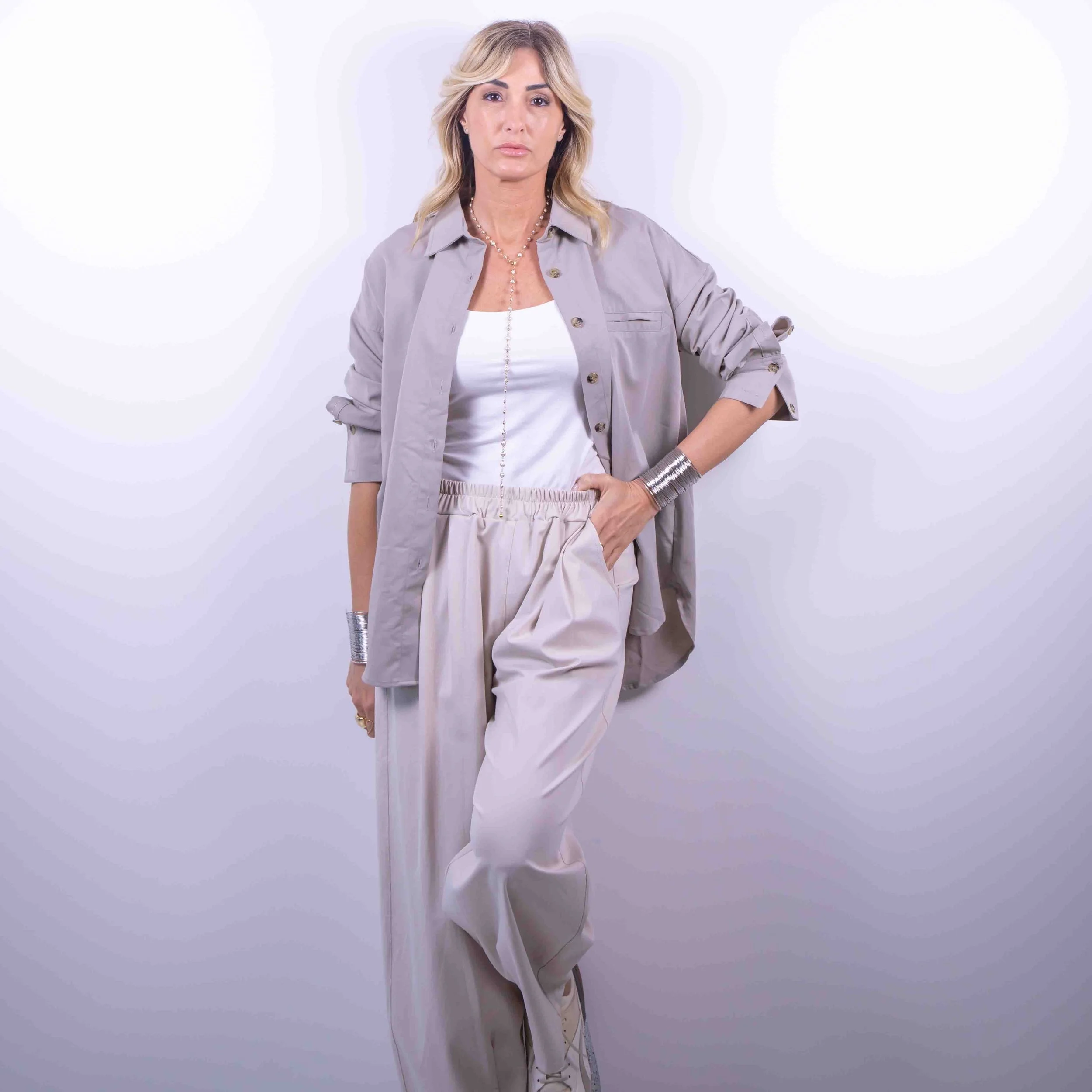 Pantalone fluido vita elastica -10%