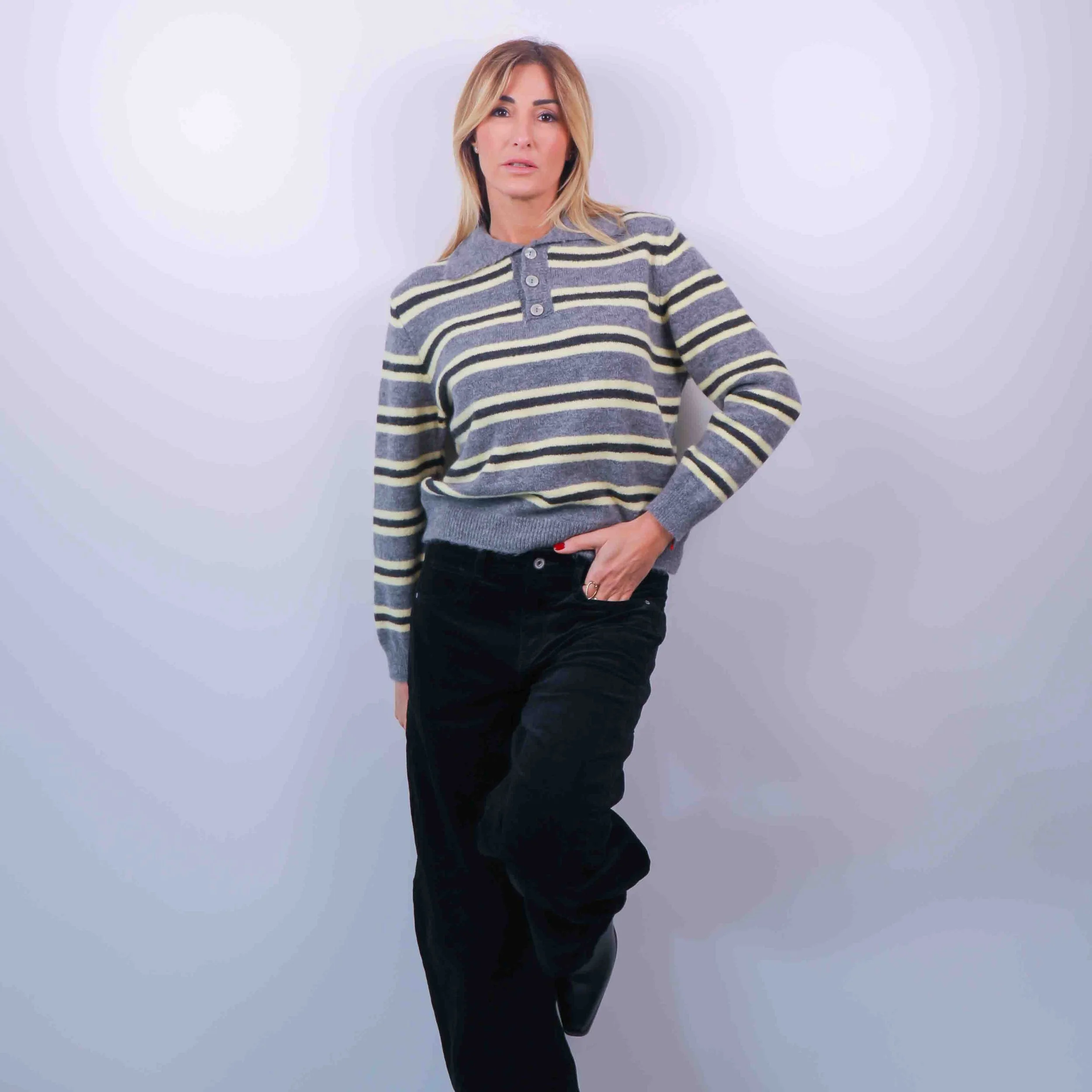 Pantaloni Wide Leg in Velluto Millerighe | Nero