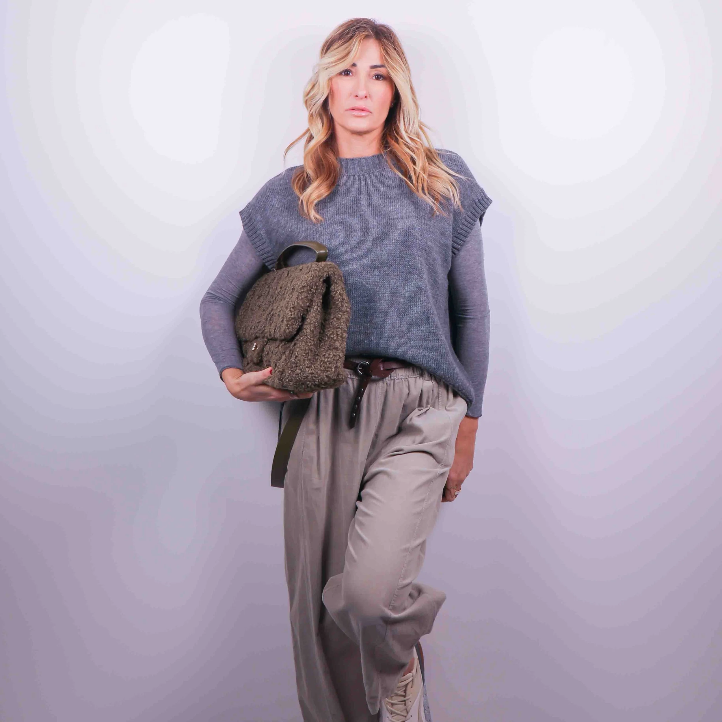 Pantaloni Baggy in Velluto Millerighe | Tortora