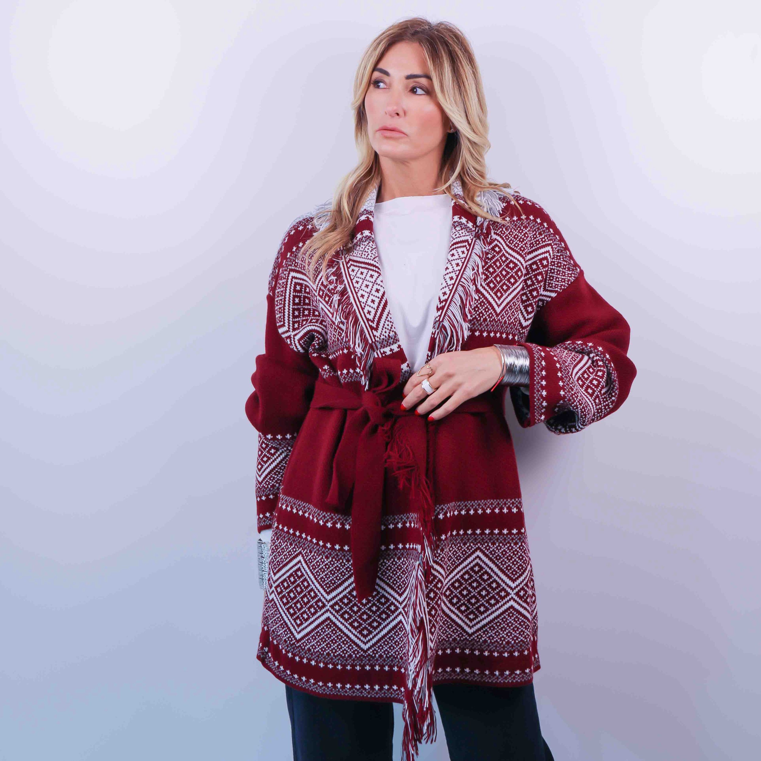 Cardigan Jacquard | Bordeaux