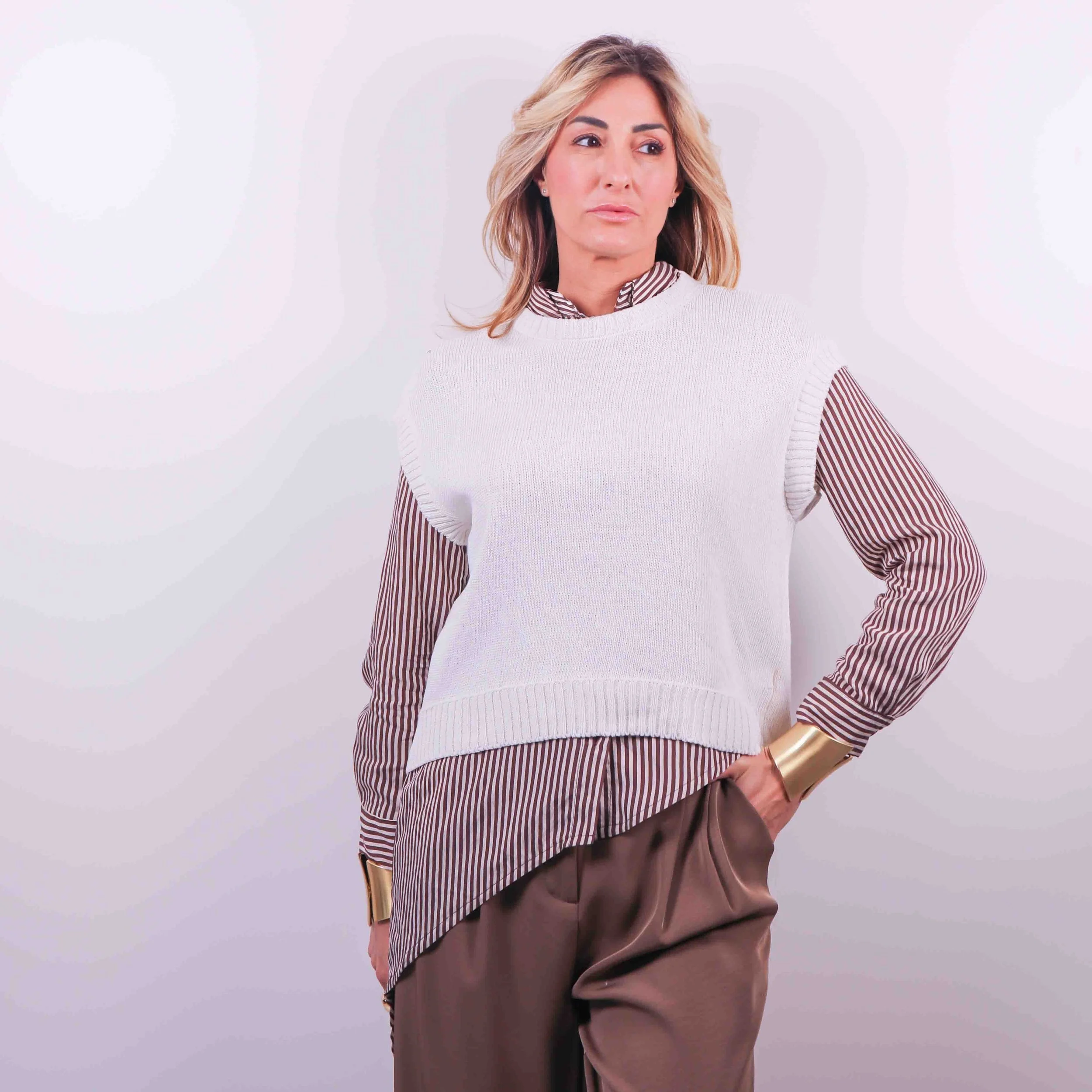 Gilet Knit Layer Essential | Bianco -10%