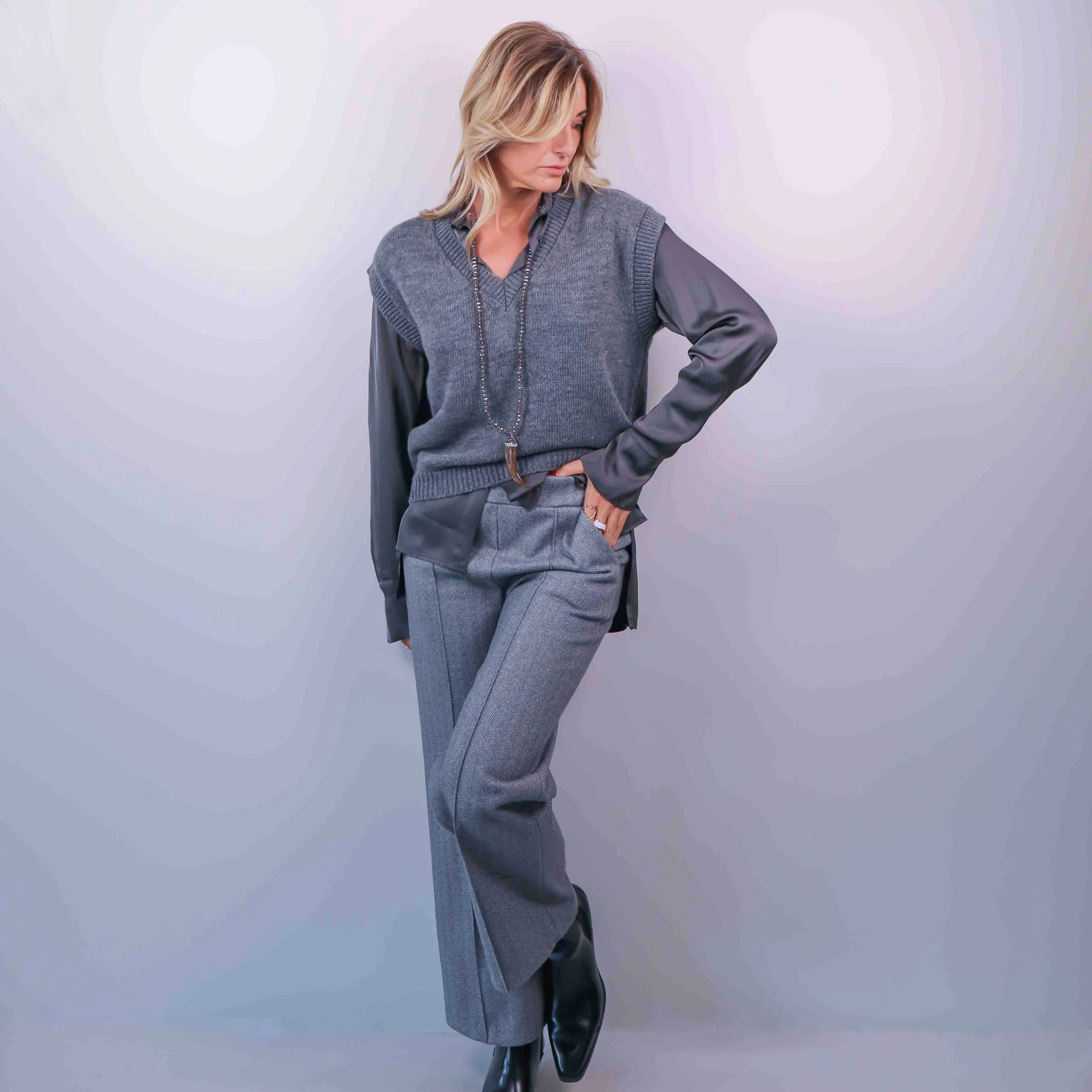 Pantaloni Sigaretta con elastico | Grigio