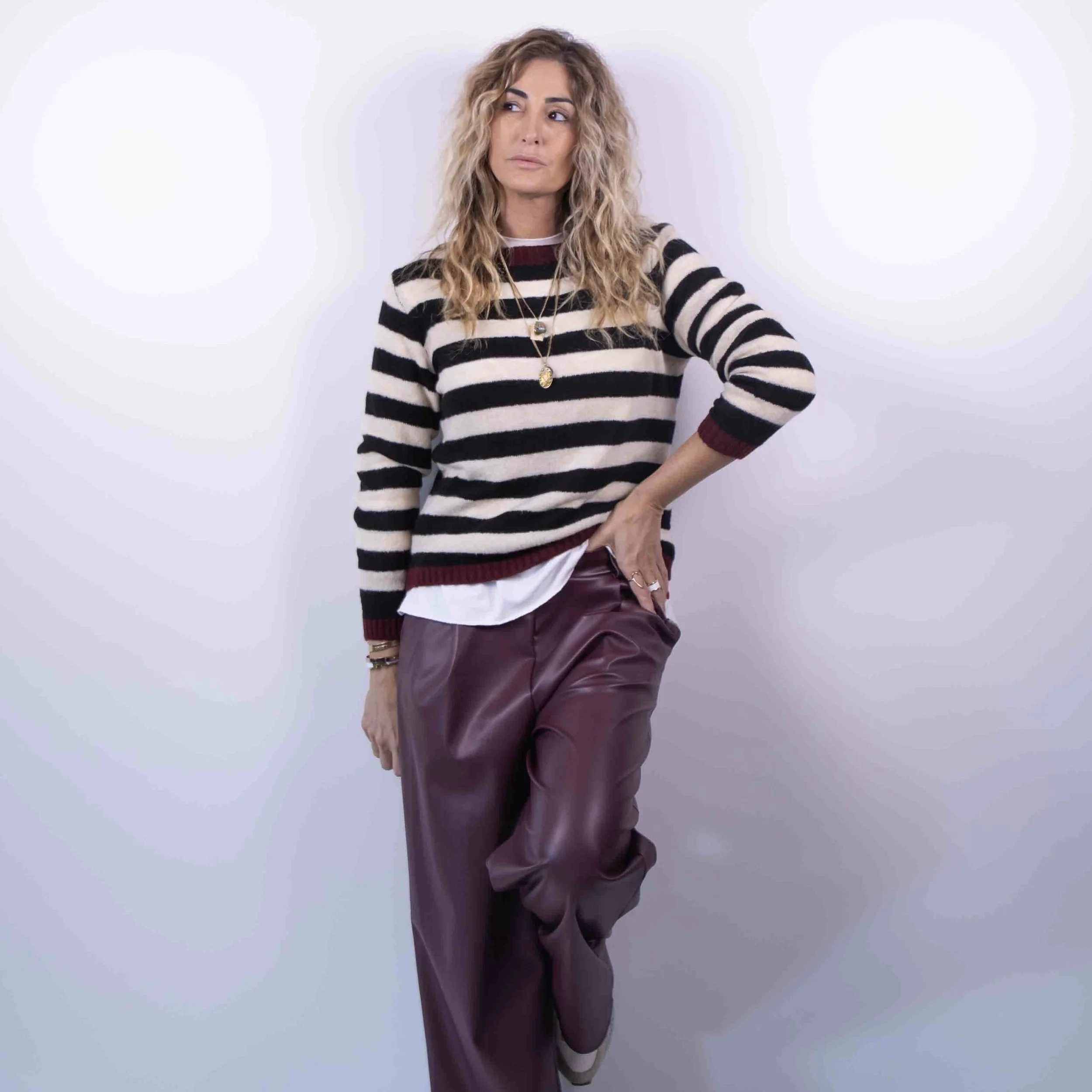 Pantalone Leather Flow | Bordeaux