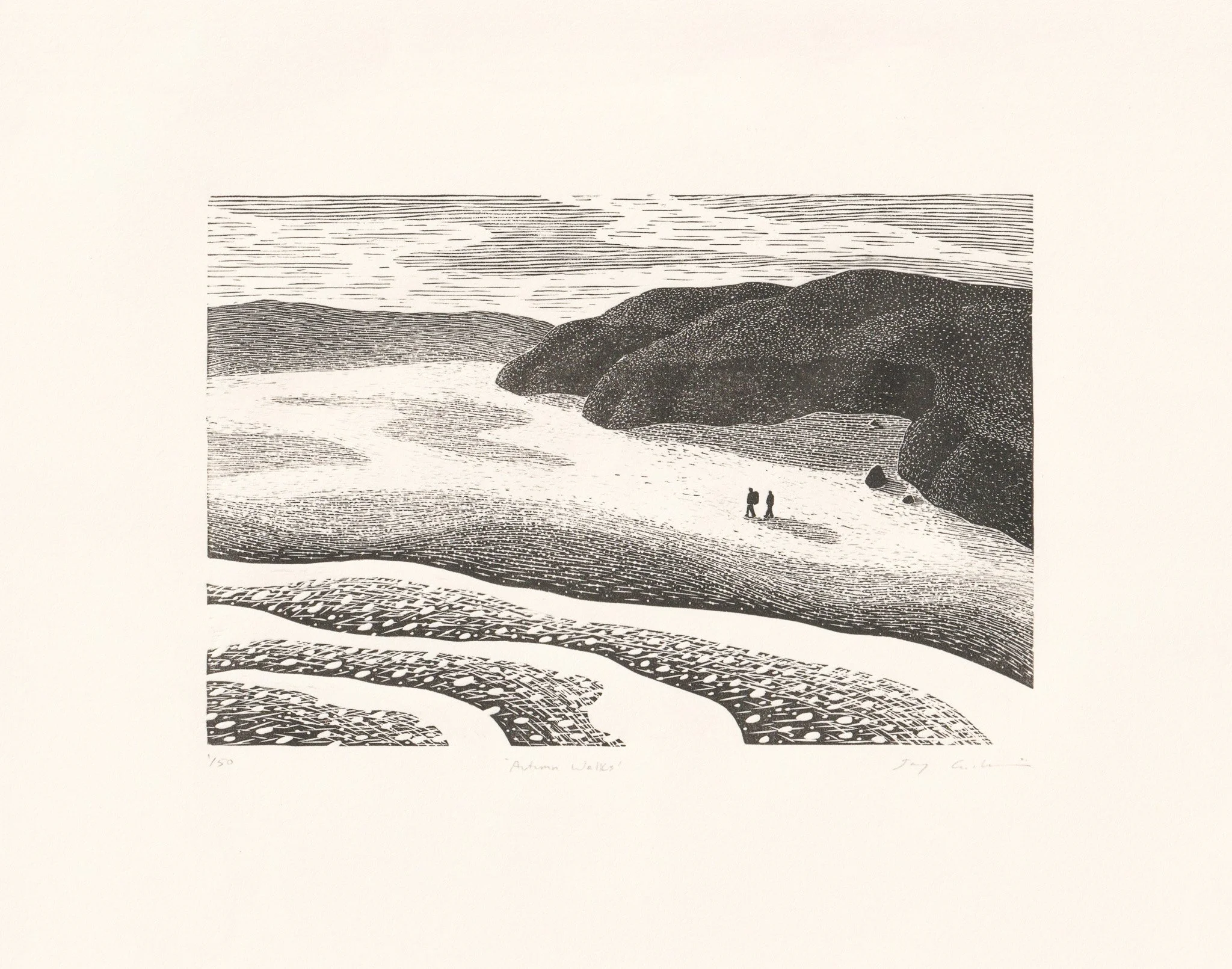 Autumn Walks - wood engraving, 2024