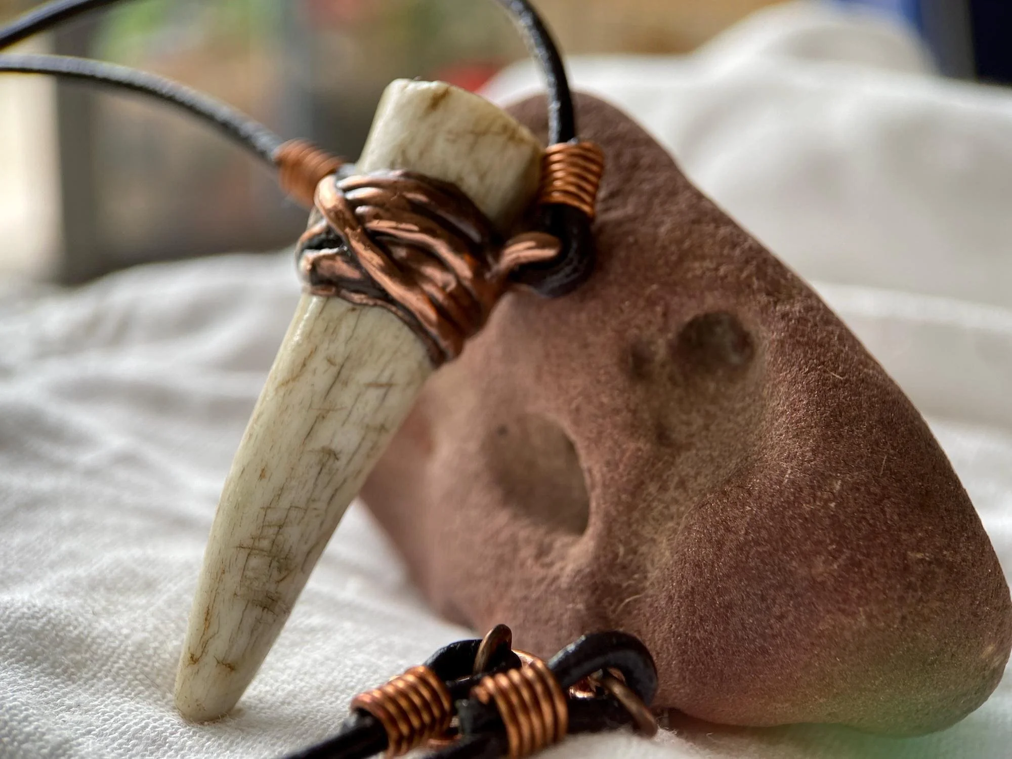 Foraged Deer Antler Pendant Unisex Necklace — Electrofawn