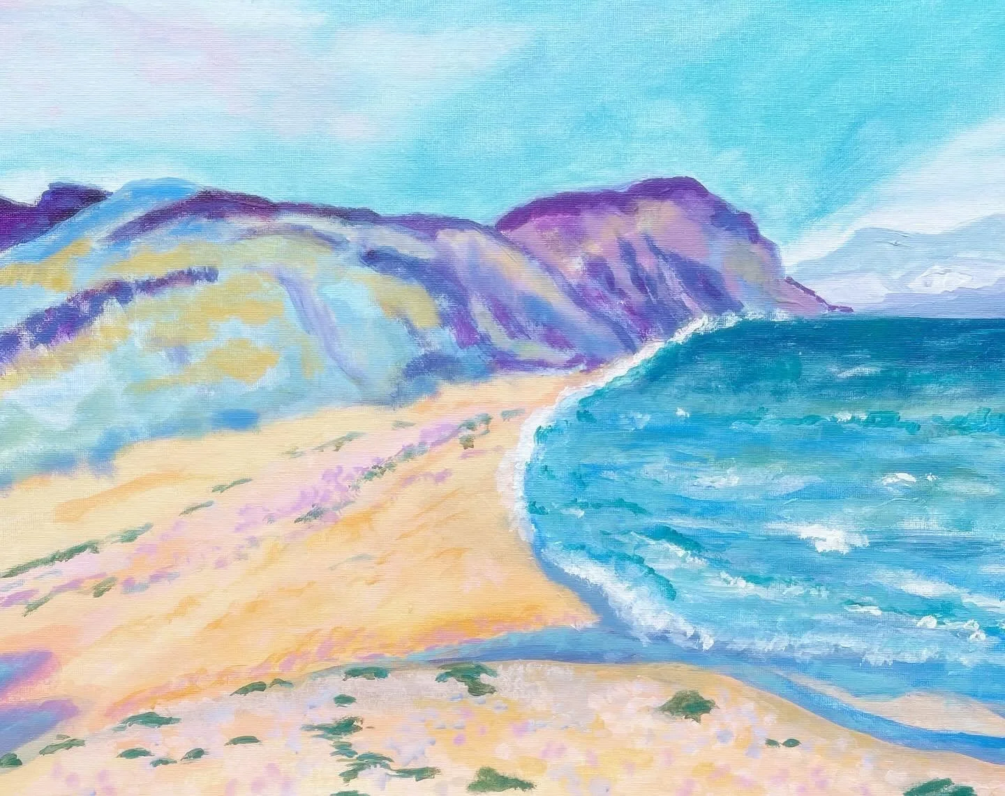 Charmouth Bay #pleinair #pleinairpainting #acrylicpainting #contemporary art #contemporaryartpainting #sea #colour #dorsetcoast #abstractart #abstractpainting #happyday