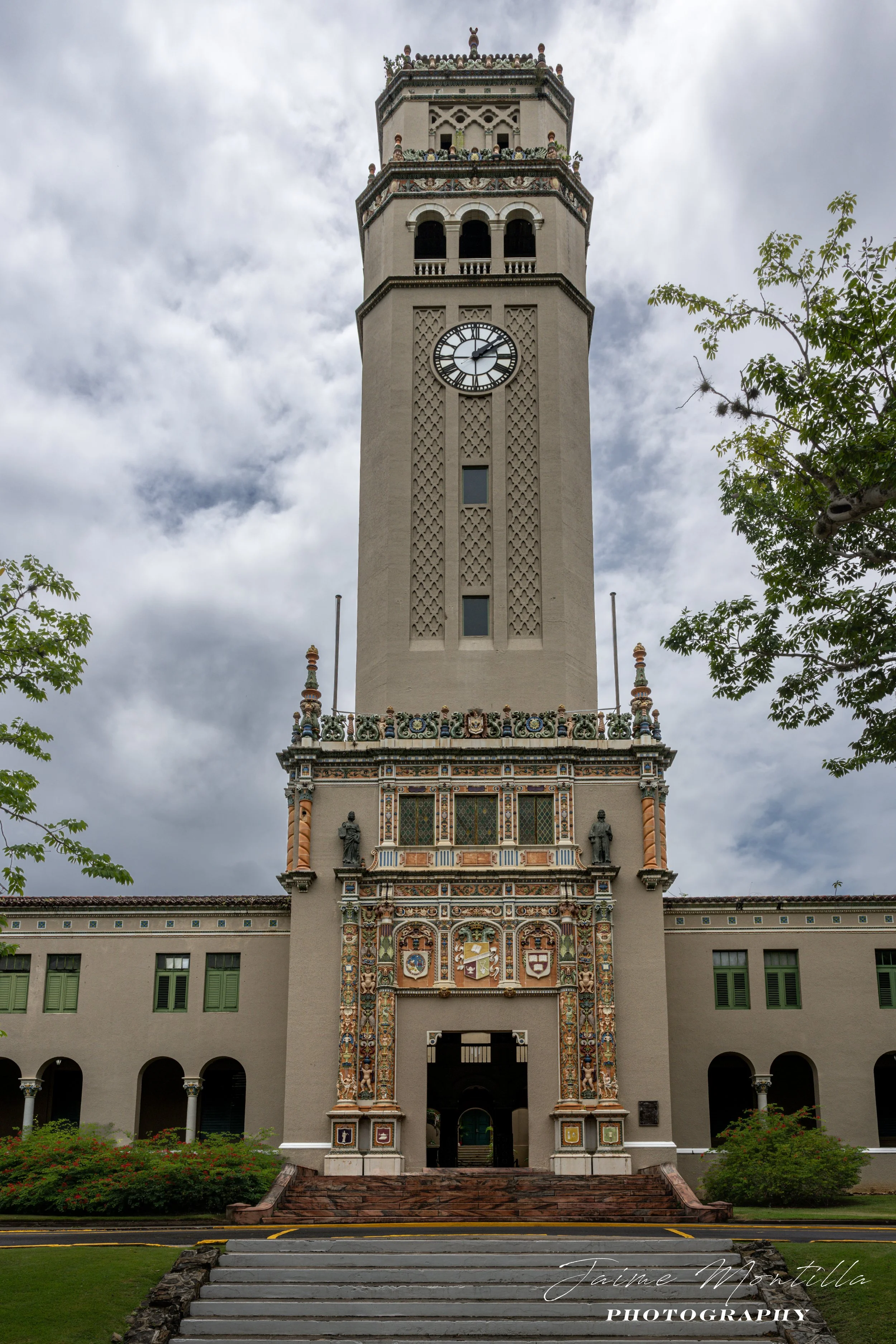 University of Puerto Rico Rio Piedras Campus Franklin Delano Roosevelt Tower aka "La Torre" - San Juan, 1937 design following Andalusian/Spanish Gothic and Baroque Revival styles.
