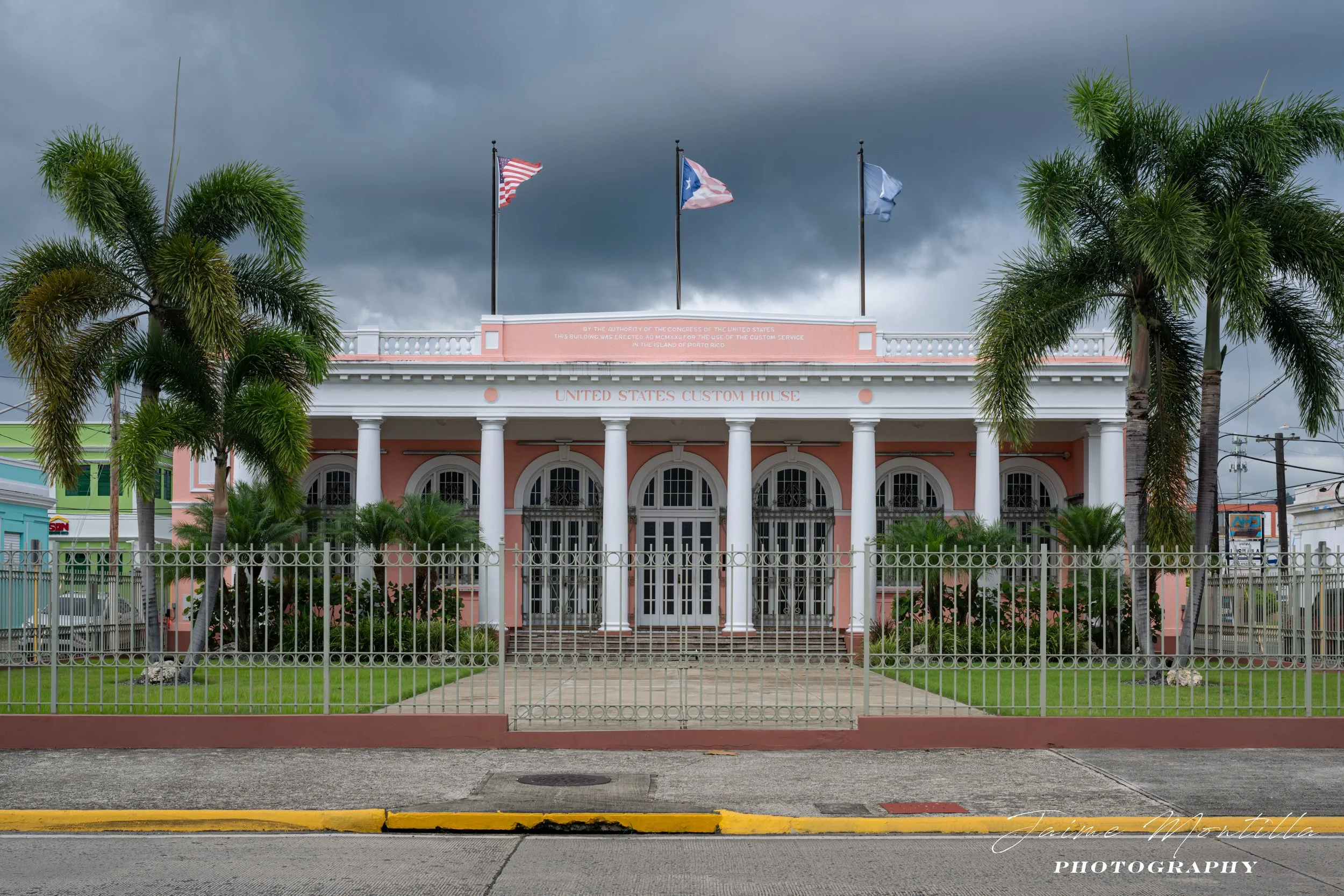 U.S. Customs House - Mayagüez, 1922 design in Beaux-Arts style.  It was built between 1922 and 1924 and is the first customs house built by the U.S. government in Puerto Rico.