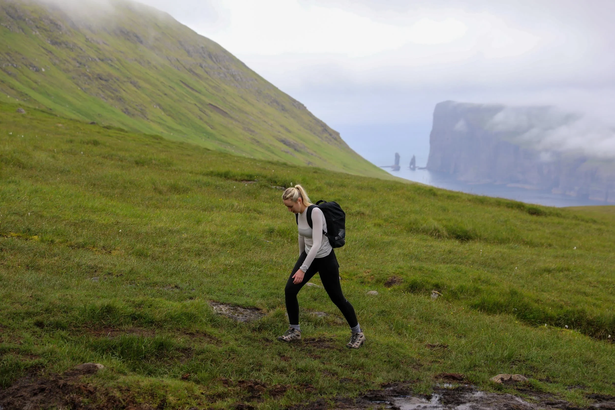 Saksun to Tjørnuvík Trail hiker