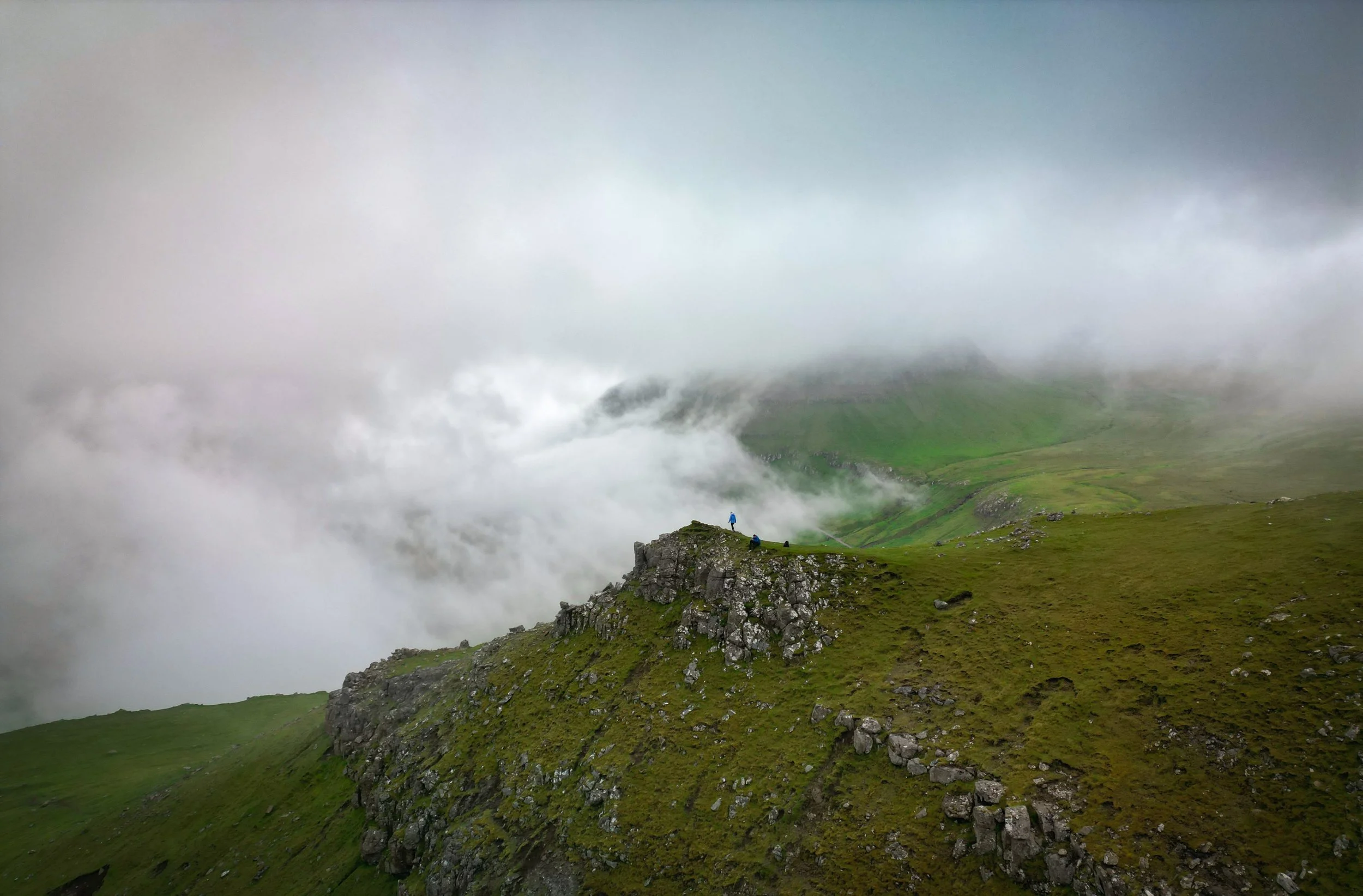 Hvíthamar hike faroe islands drone shot
