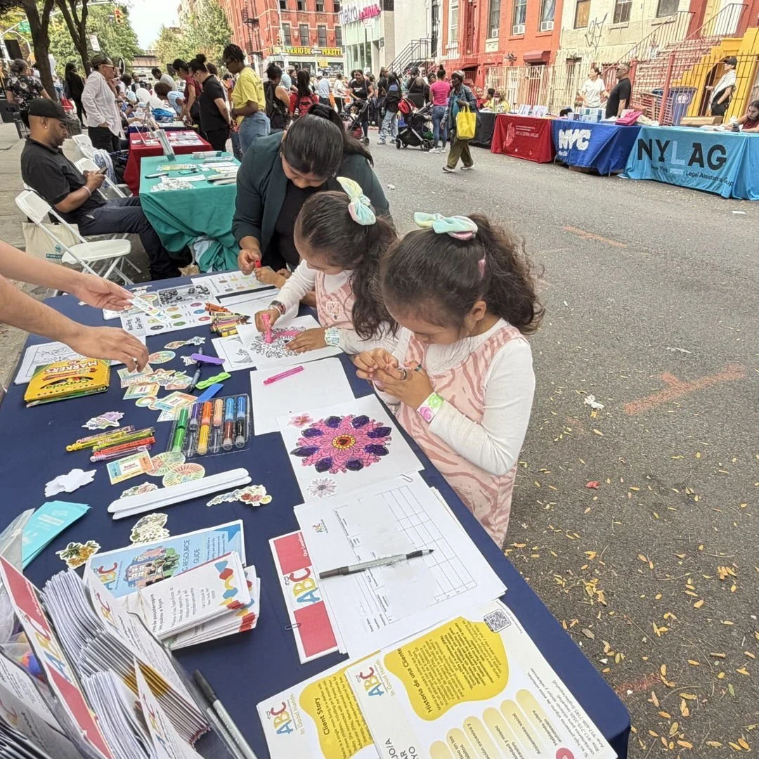 The East Harlem Neighborhood Health Action Center recently hosted their Annual Public Health Fall Fair, with food, music, and free health screenings and referrals! ABC was delighted to offer creative activities, such as bracelet making and coloring, 