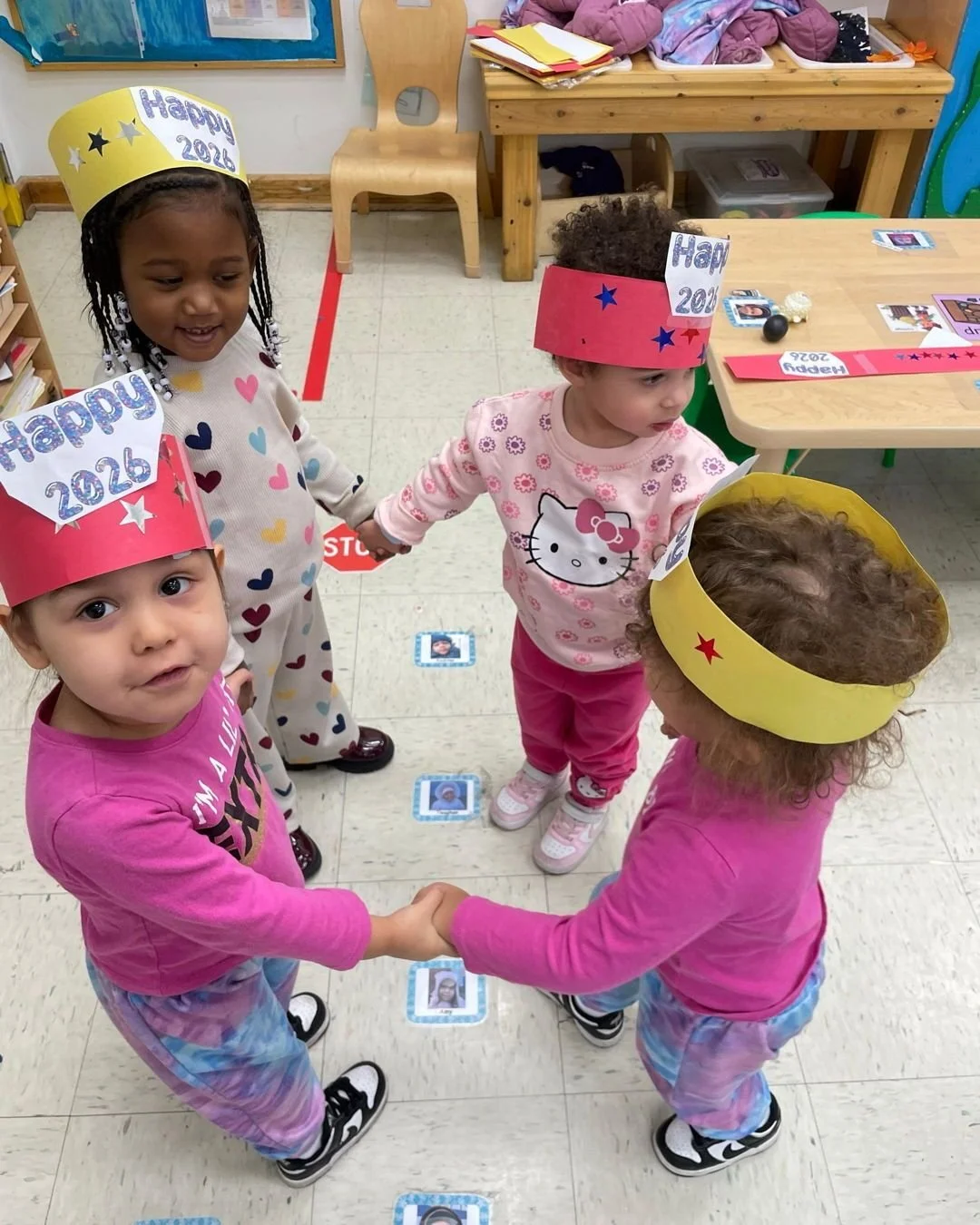 Back together and ready for a new year! 

Friends in the Marine 2 room at the Graham School celebrated being back from winter break by making the cutest New Year crowns with their classmates. Happy 2026 from Savannah, Teaghan, Amina, and Skylar!