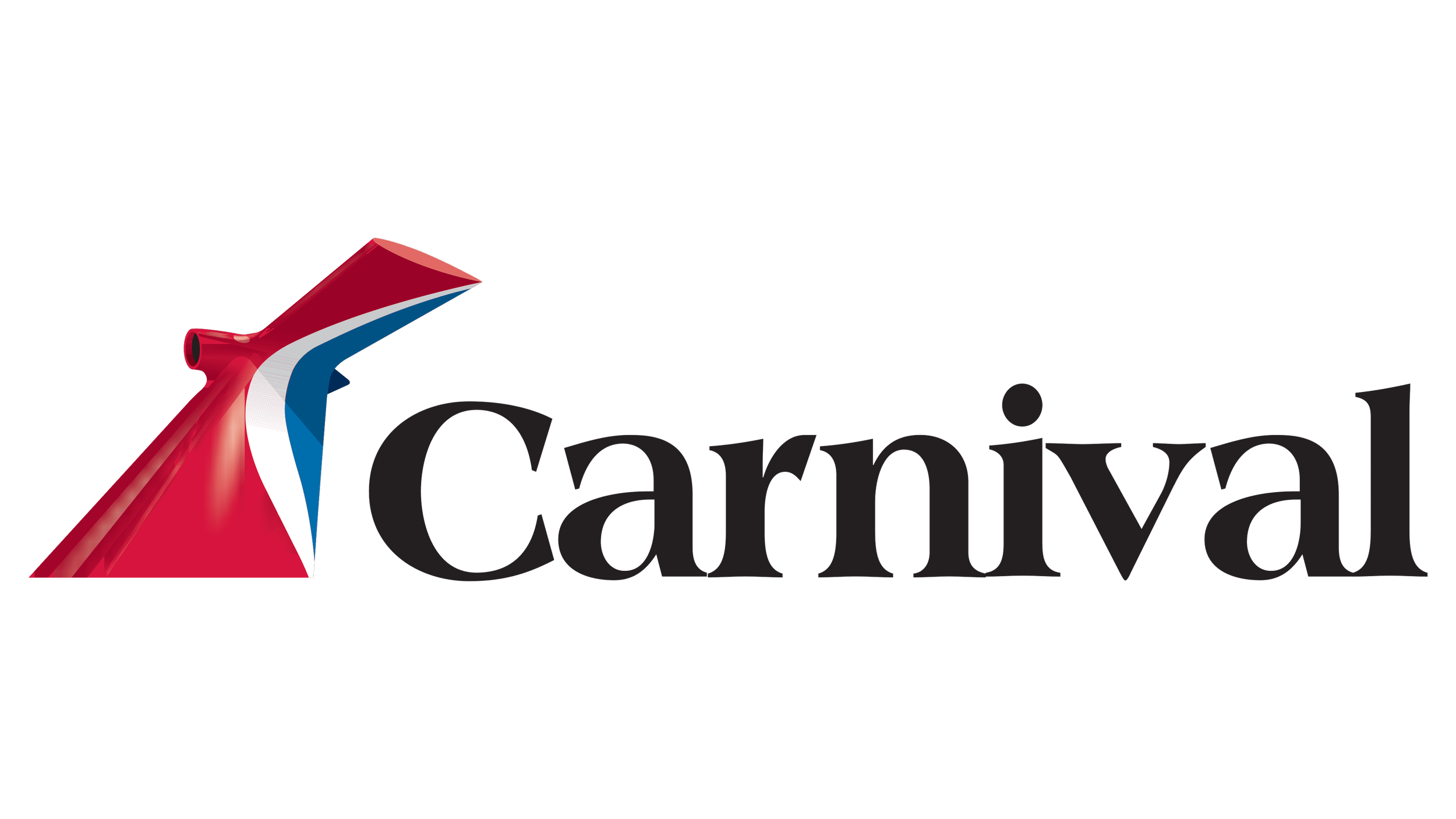 The Carnival logo with a red, white, and blue streamline design on the left, next to the word "Carnival" in black text.