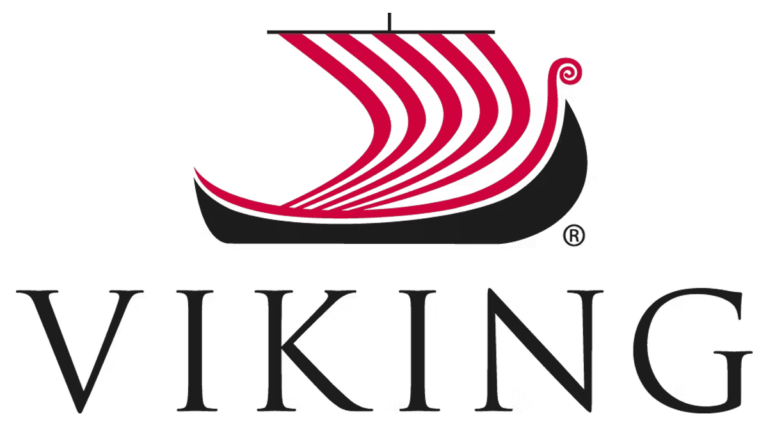 Vikings football team logo with a stylized Viking ship and the word 'VIKINGS' beneath it.