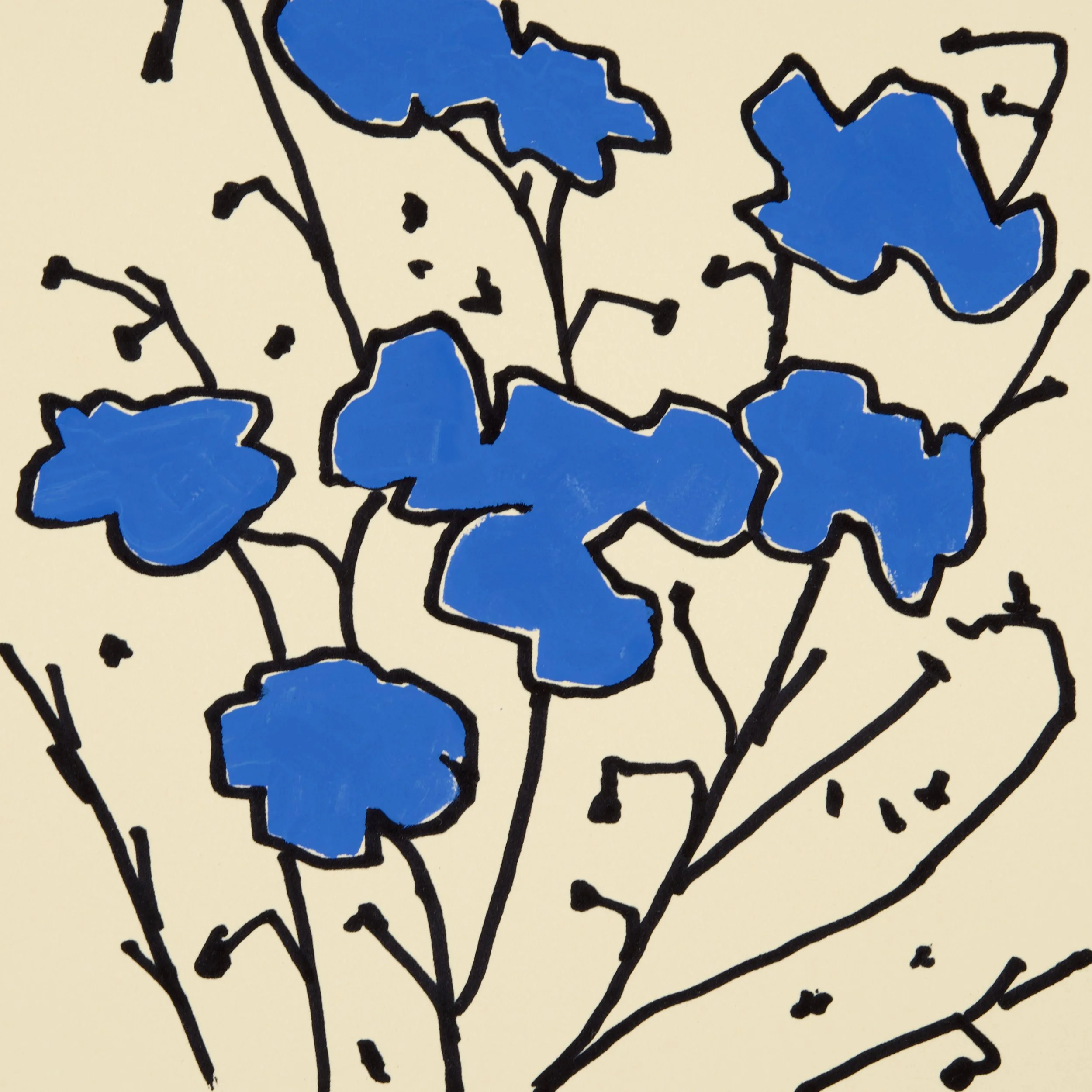 Flax Five, 2026 ink and gouache on paper 6" x 6"