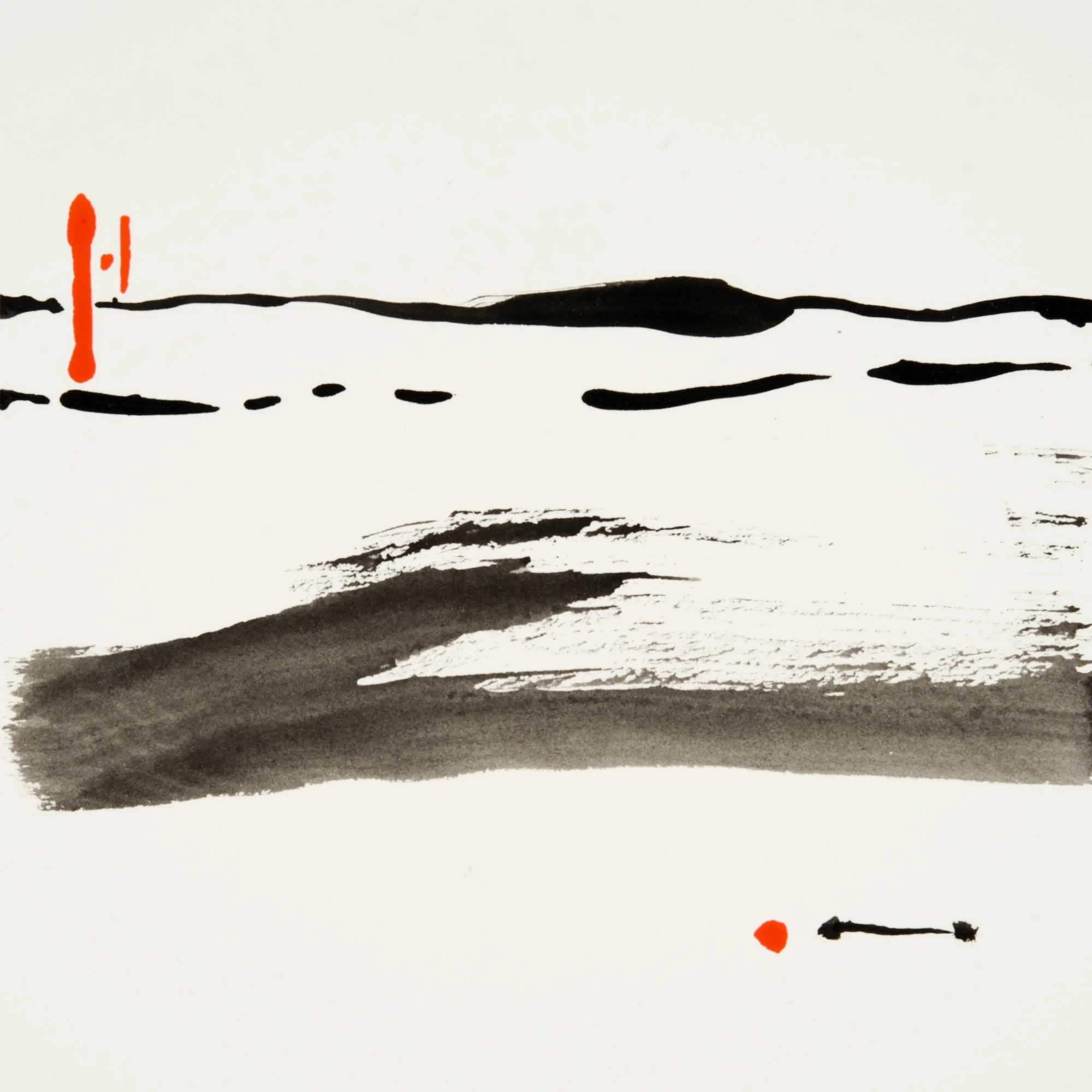 Fishing, 2025 ink and gouache on paper 6" x 6"