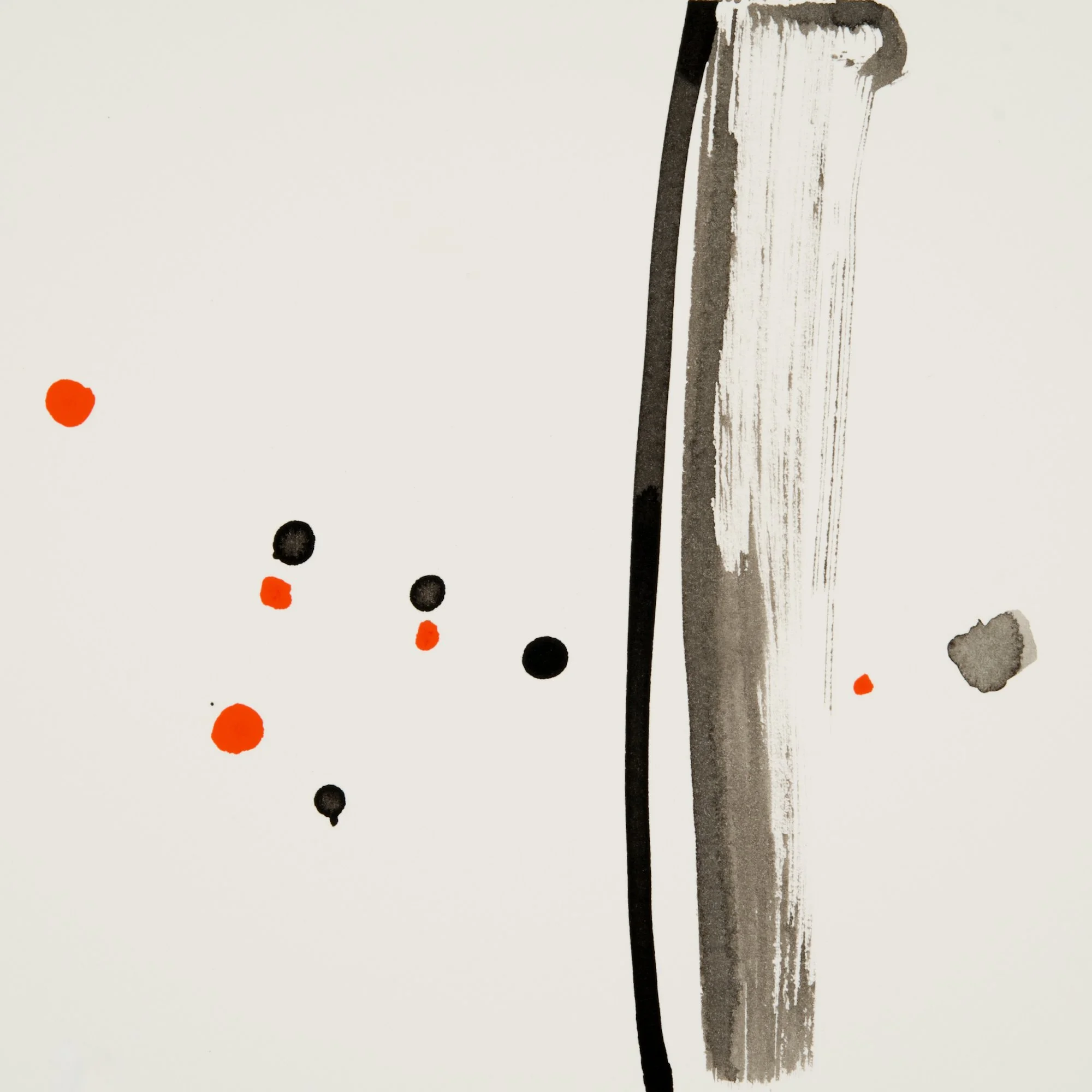 Neutrinos, 2025 ink and gouache on paper 6" x 6"