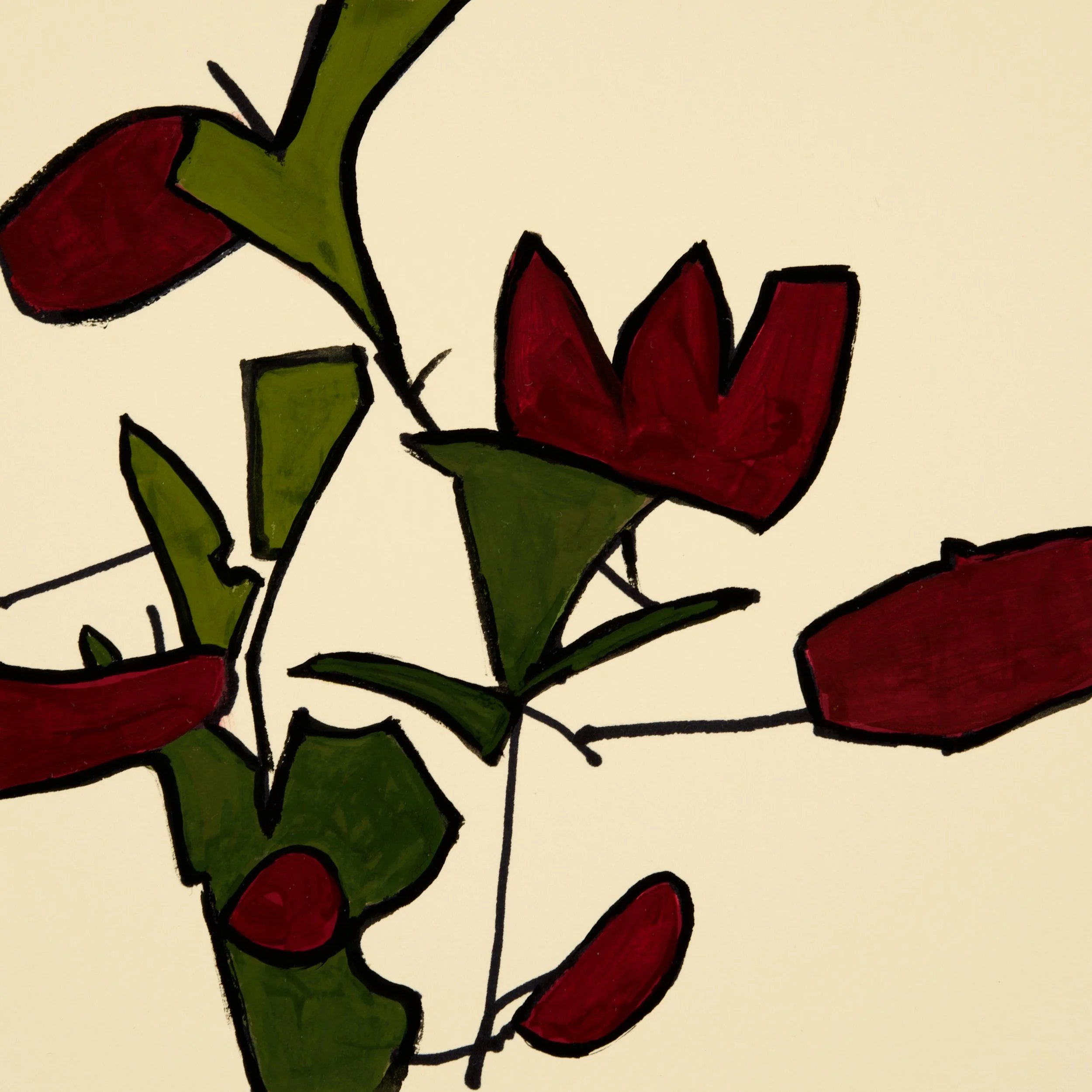 Tulip, 2026 ink and gouache on paper 6" x 6"