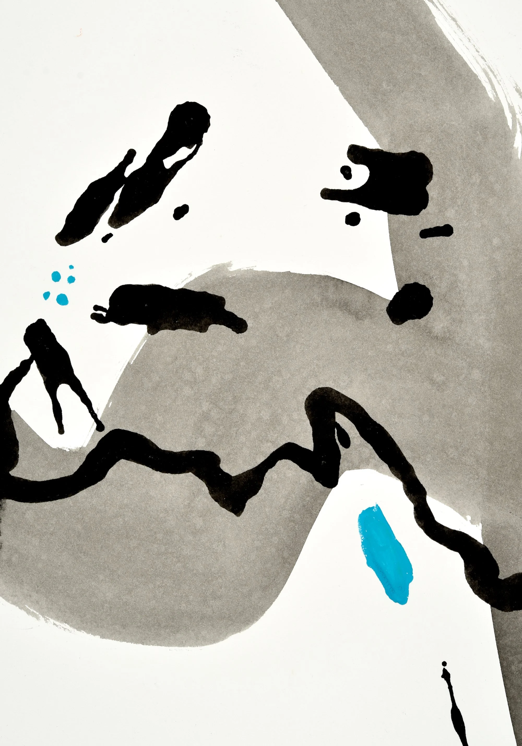 Froglets, 2025 ink and gouache on paper 7" x 10""