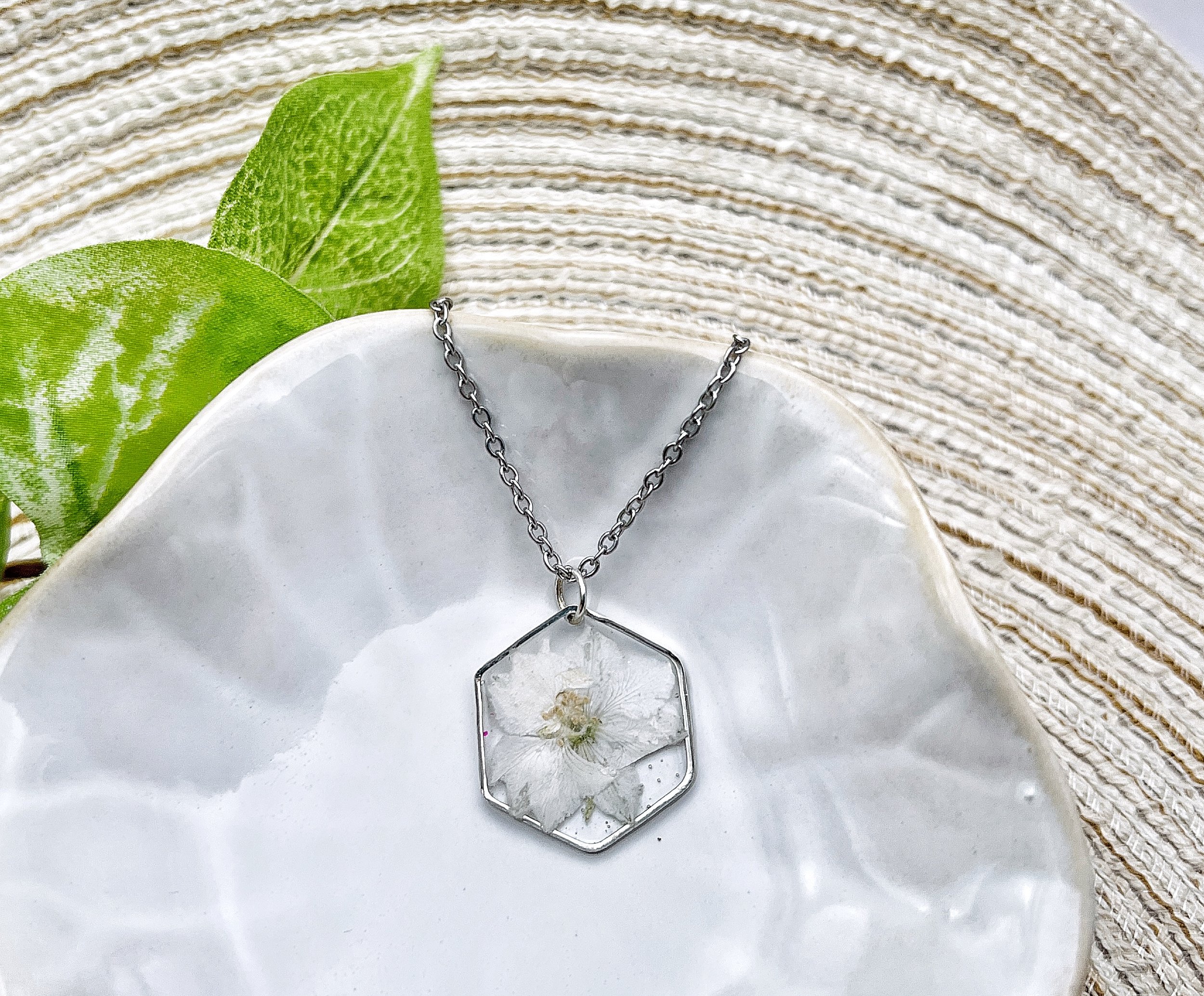 Larkspur flower necklace