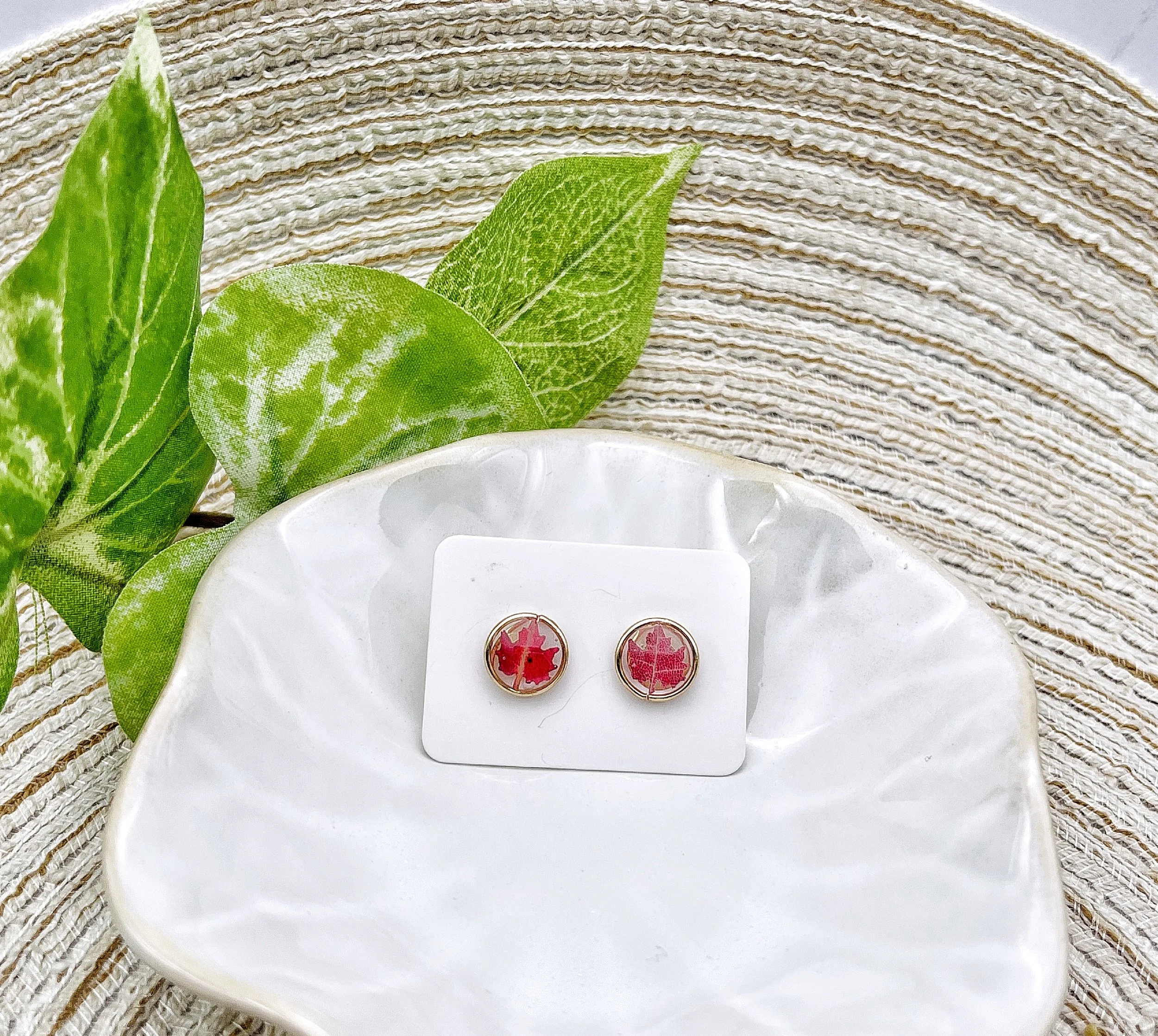 Maple Leaf Punch Studs