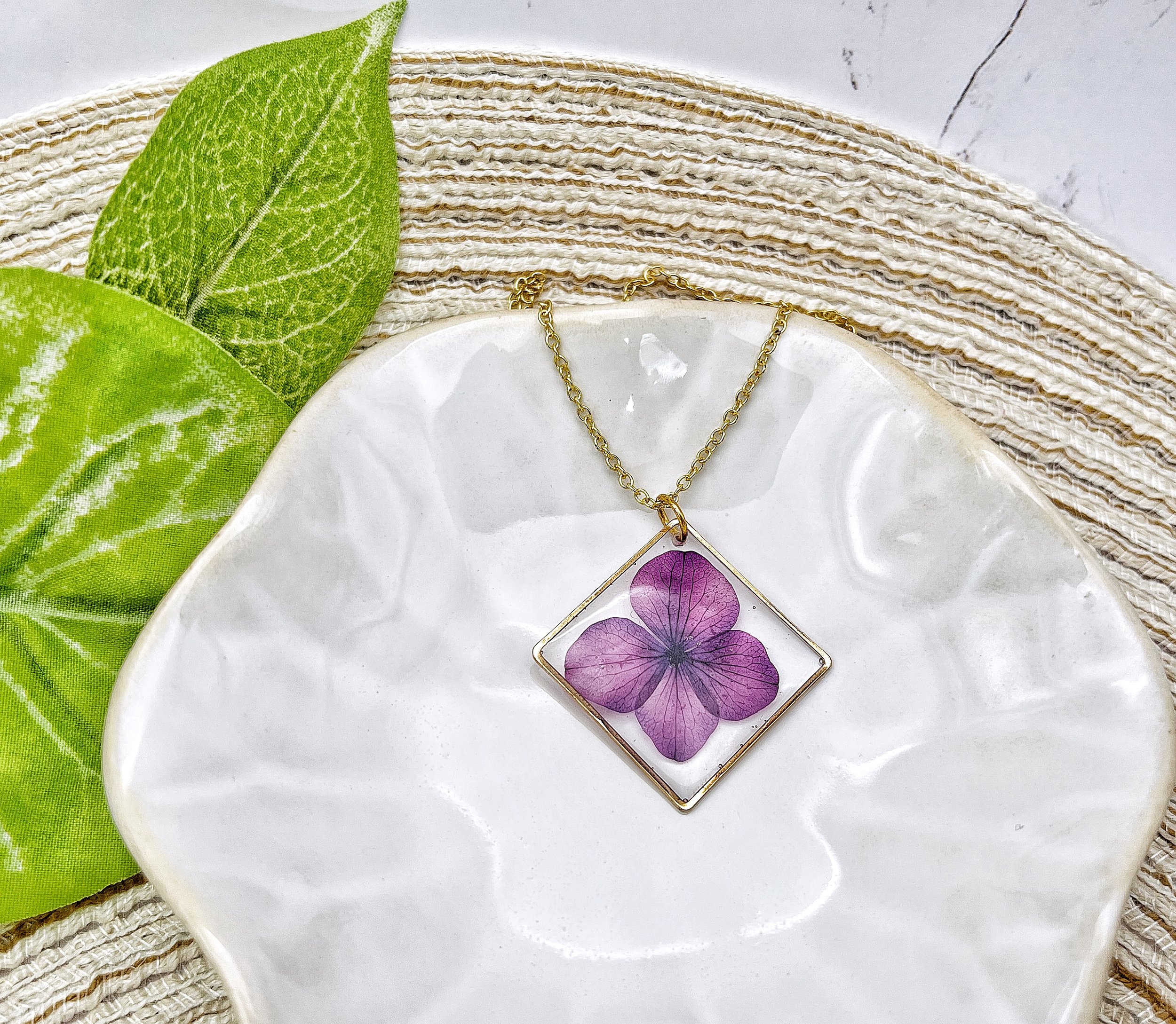Hydrangea flower necklace