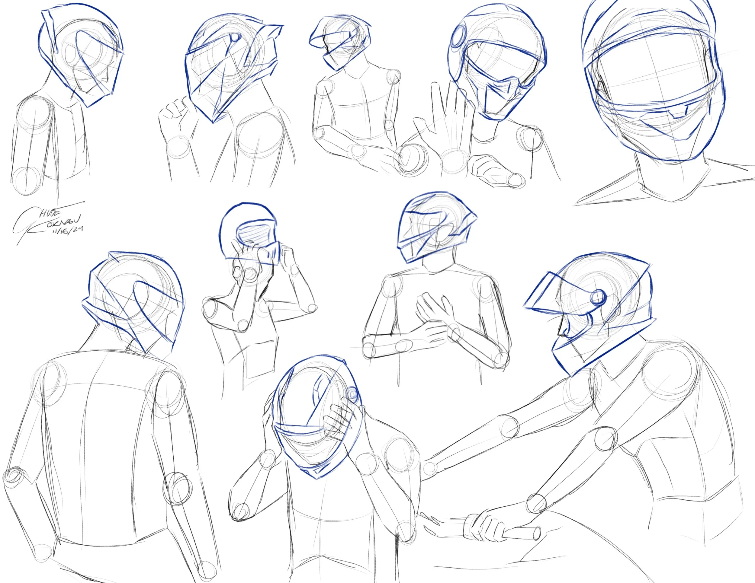 Figure study of motorcyclist