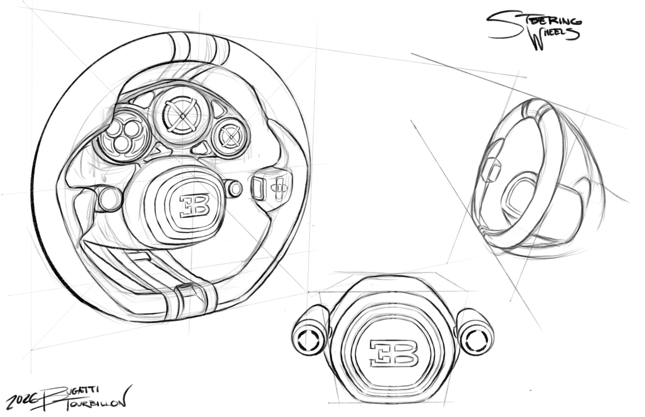 Study of Bugatti Tourbillon steering wheel