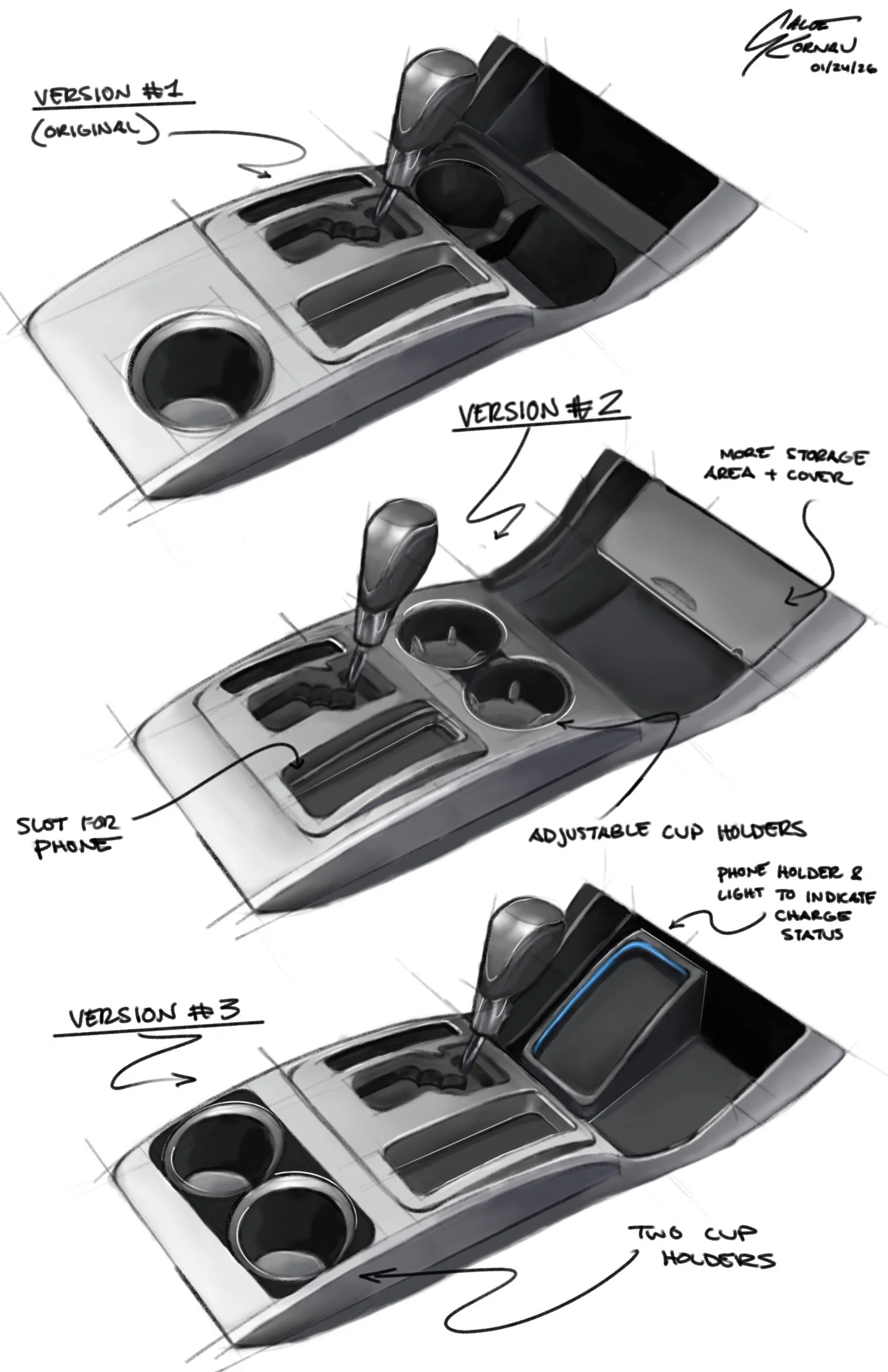 Concept design revising a 2013 Toyota Tacoma's center console
