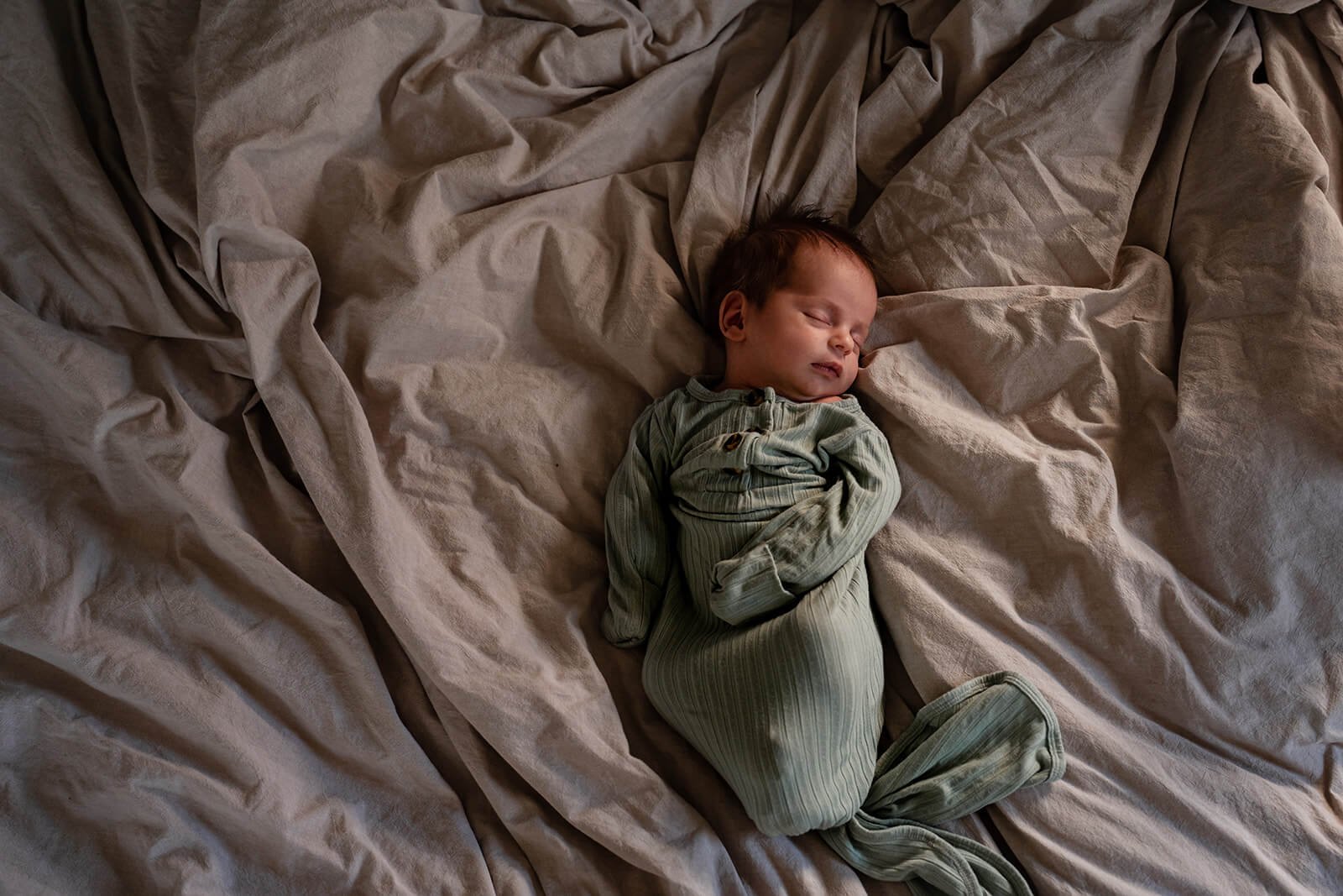 newborn baby on the bed at home in Atlanta