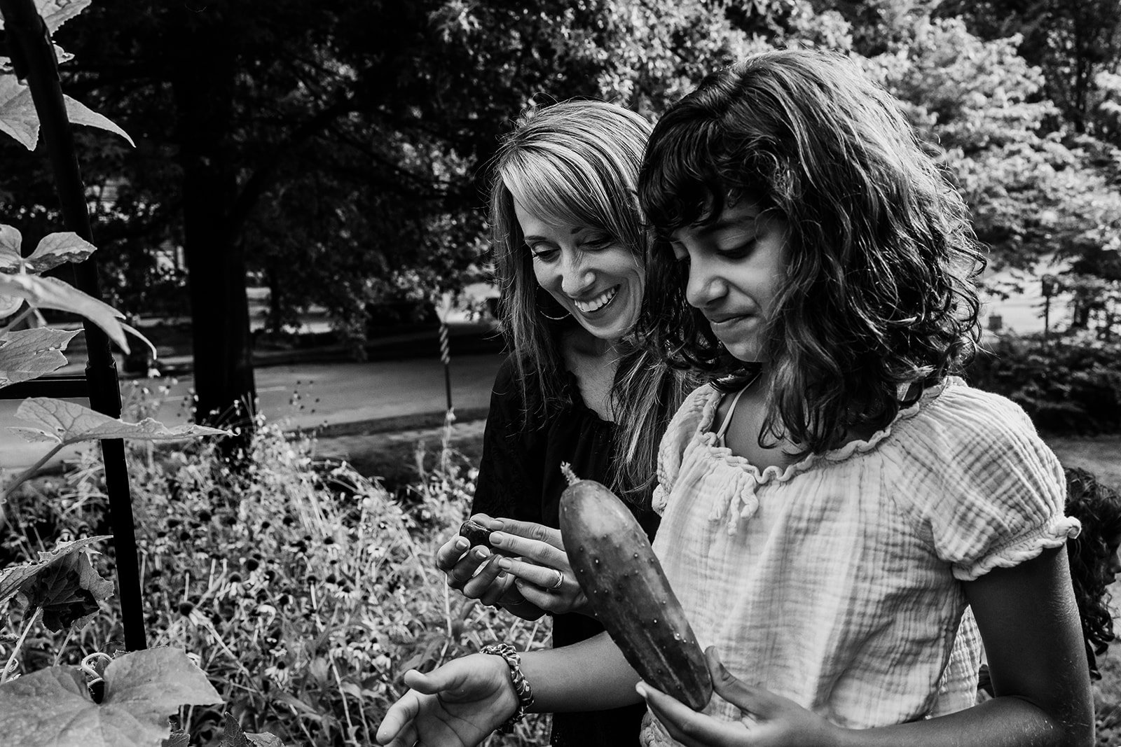 Mom and daughter in the garden