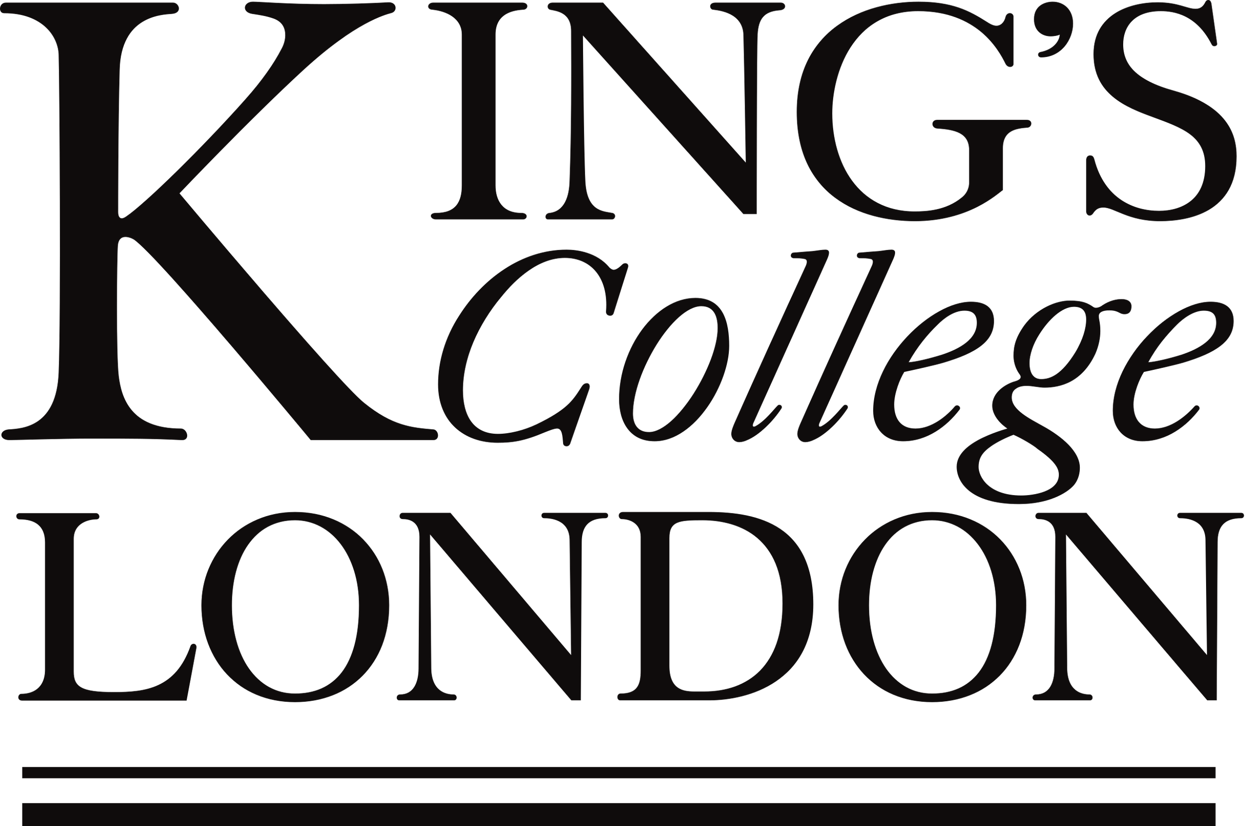Black text on a transparent background reads 'Kings College London' in a stylized serif font.