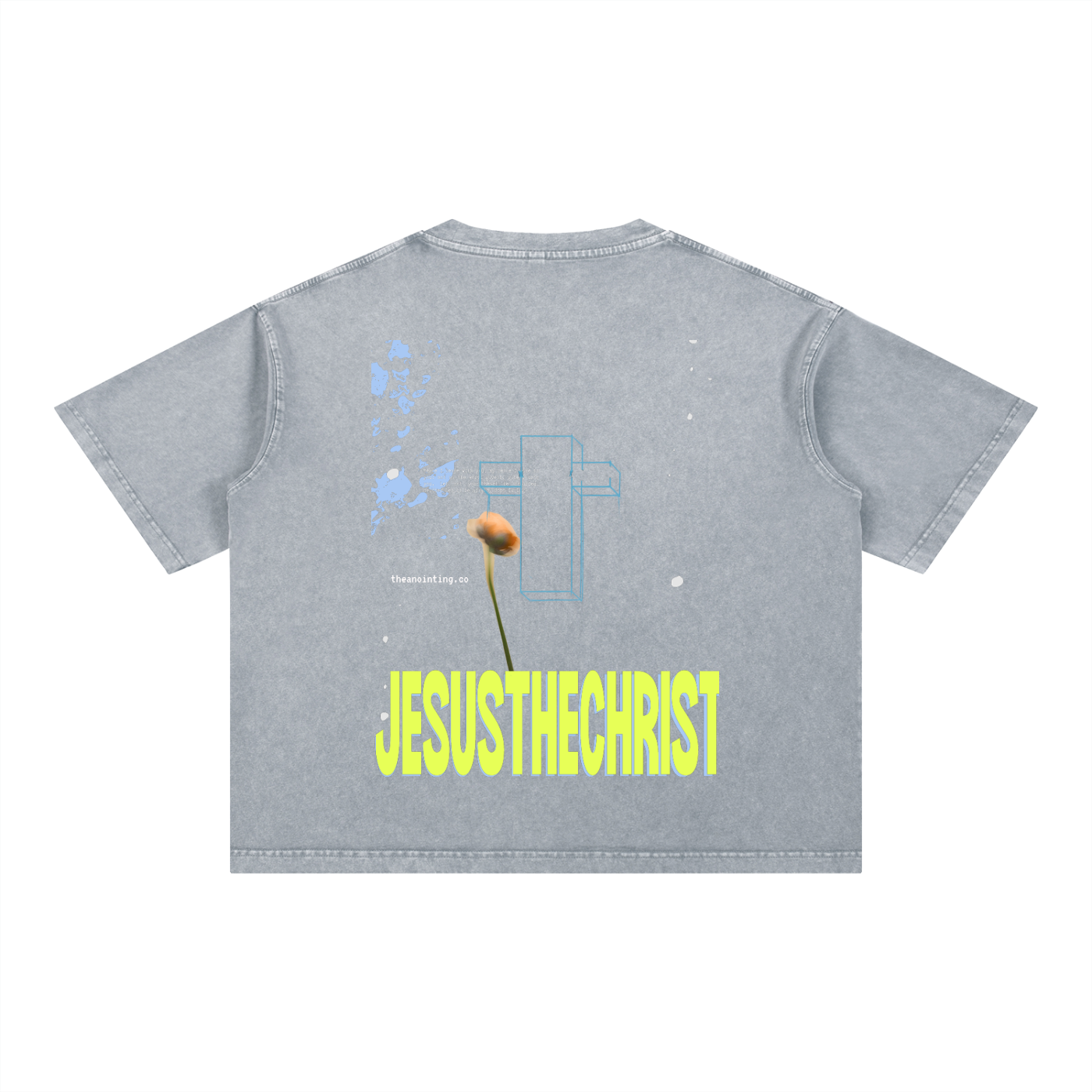 Gray Jesus the Christ tee, back with the printed design