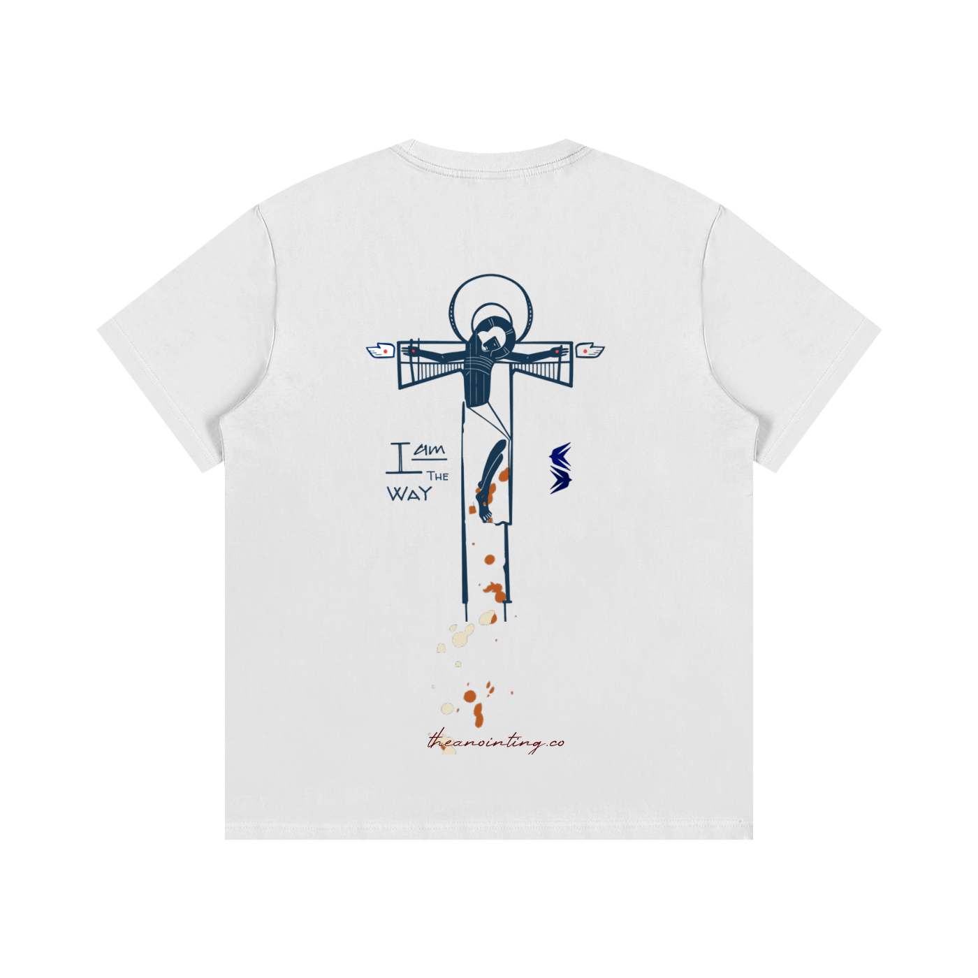 White I Am the Way tee, back with the printed design
