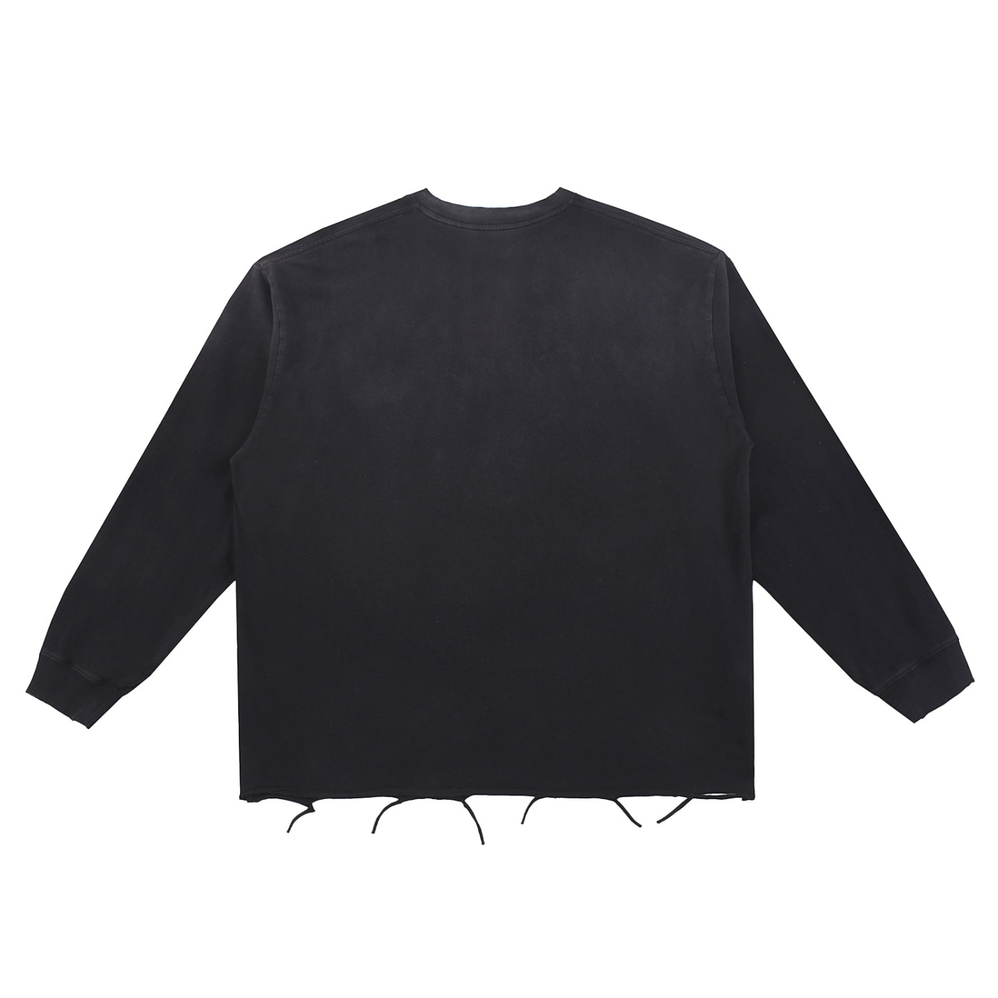 Back of the black Perfection long sleeve tee, plain with no print