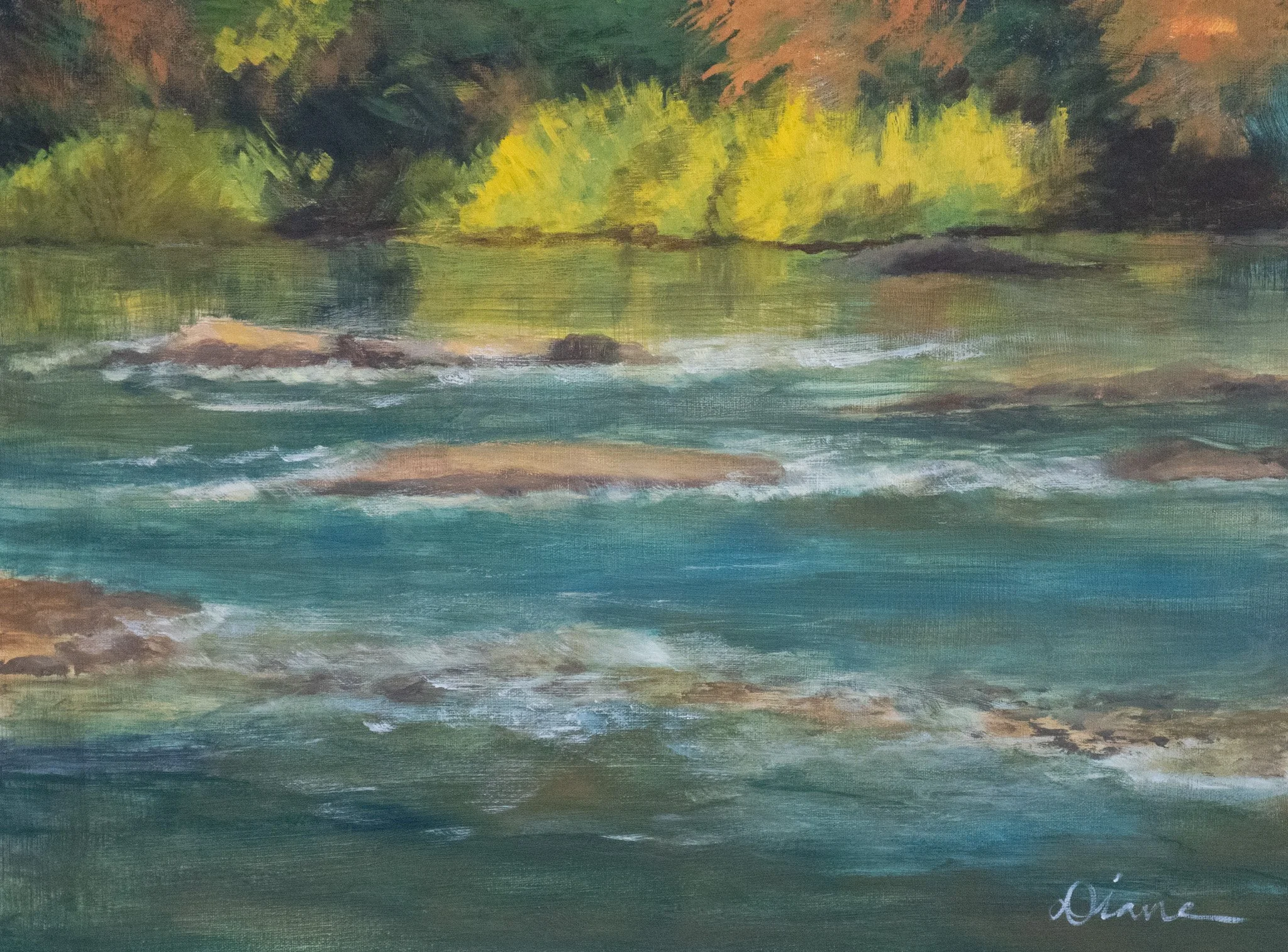 New River studio painting 18 in by 24 inches