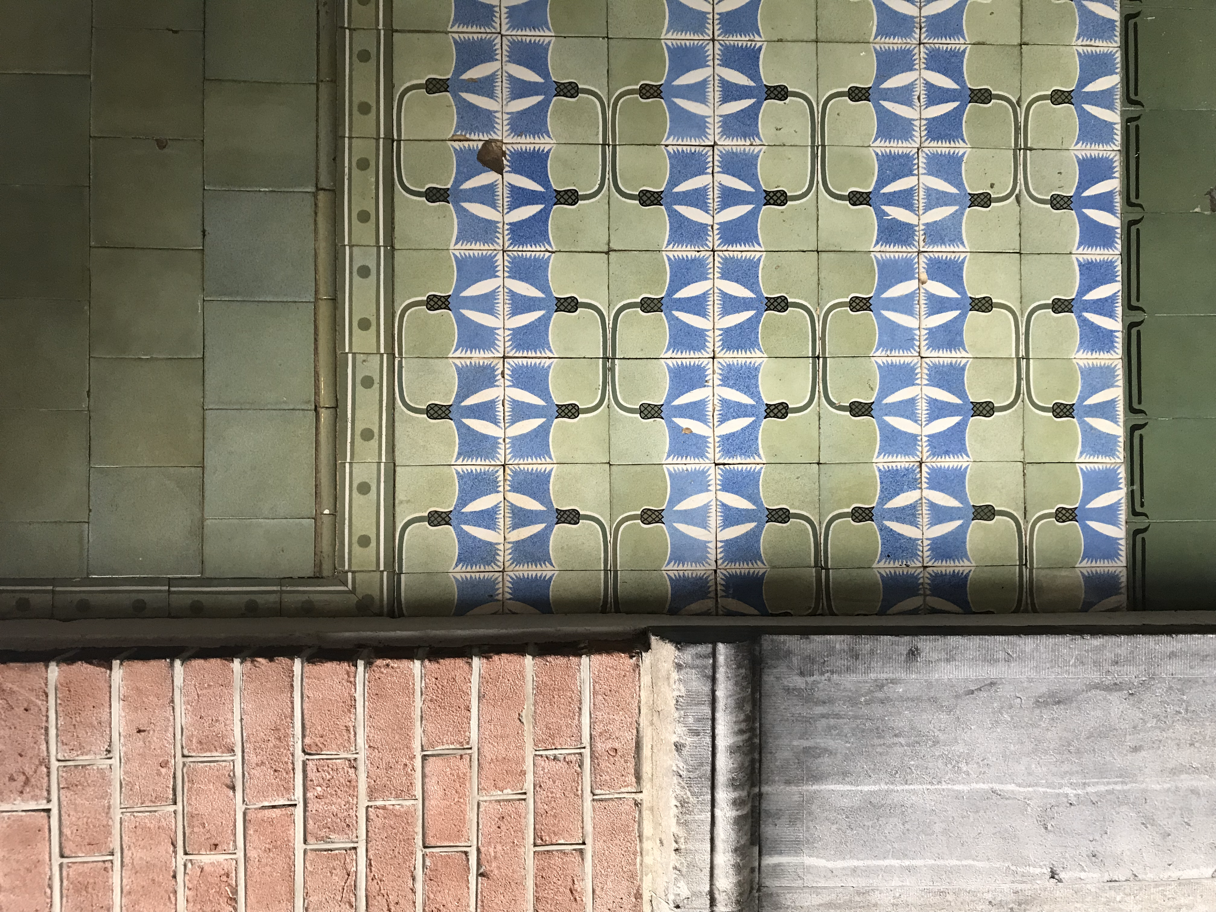 Late 19th century Art Nouveau tiles from a building at Koninginneweg in Amsterdam.