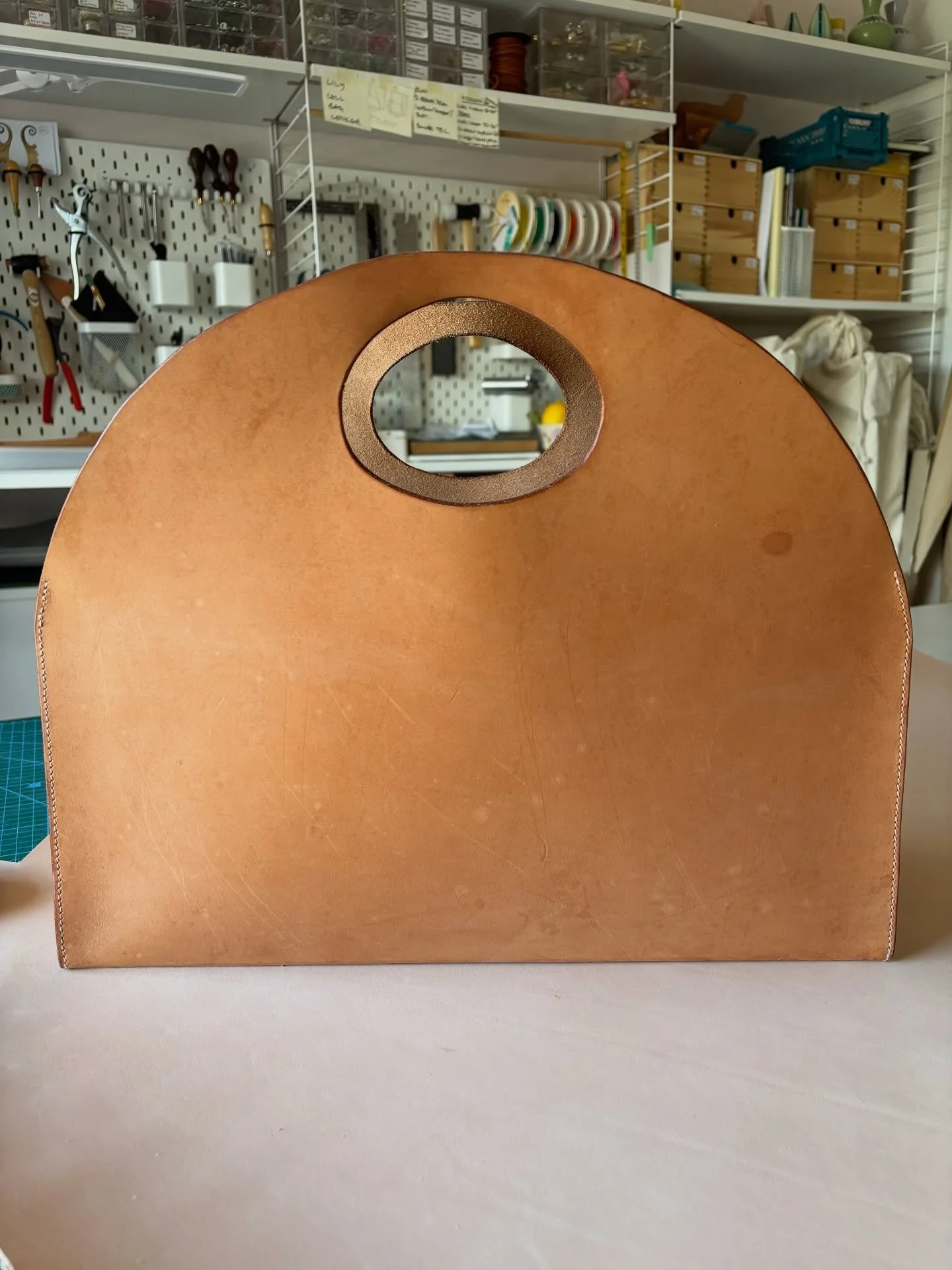 B E F O R E &amp;  A F T E R 

This was the very first sample of the Midi Curve bag I made (and in fact, the first bag I made after my course) before I refined her shape for the collection. She&rsquo;s very much loved as you can tell.

This version i